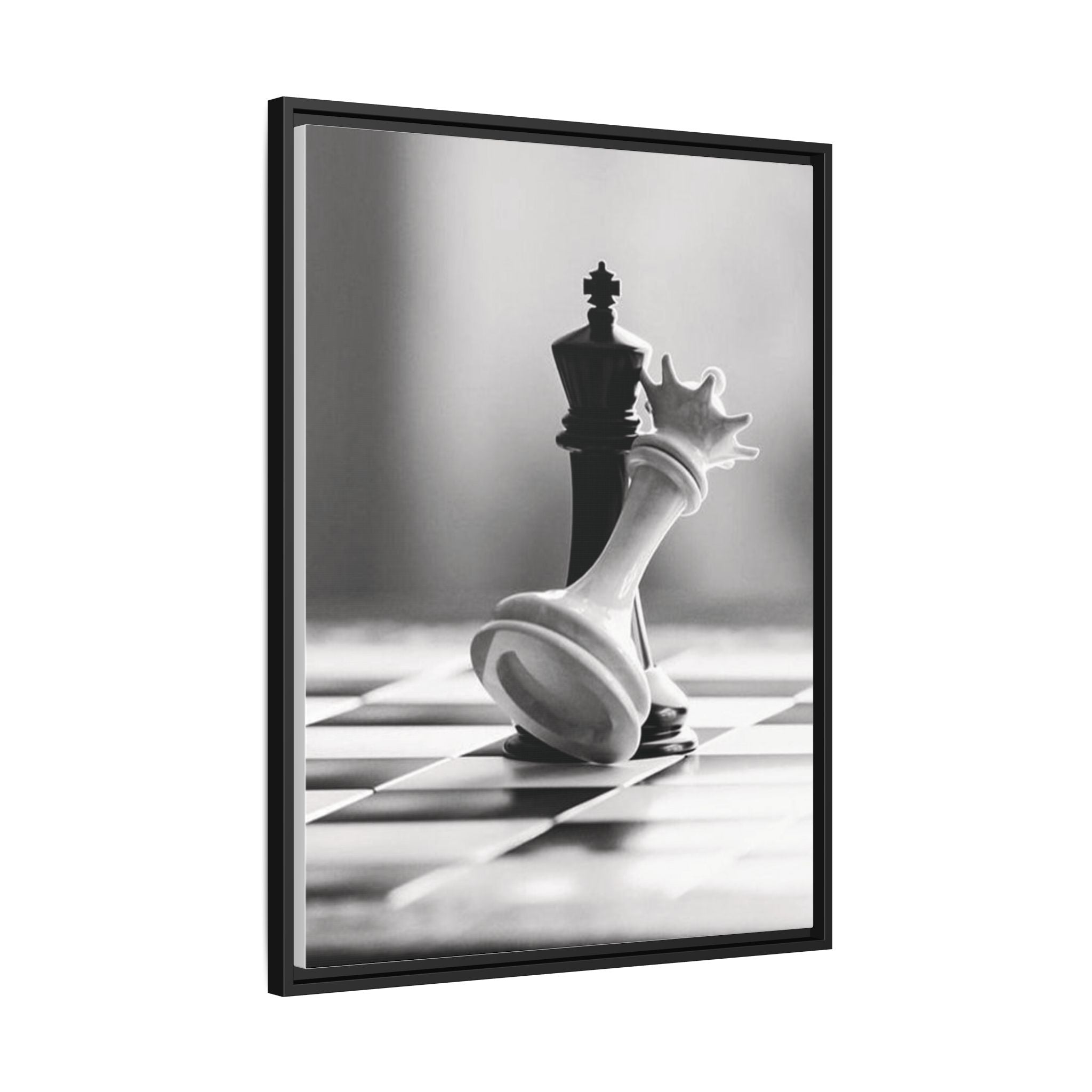 Chess King and Fallen Queen Matte Canvas Framed Wall Art