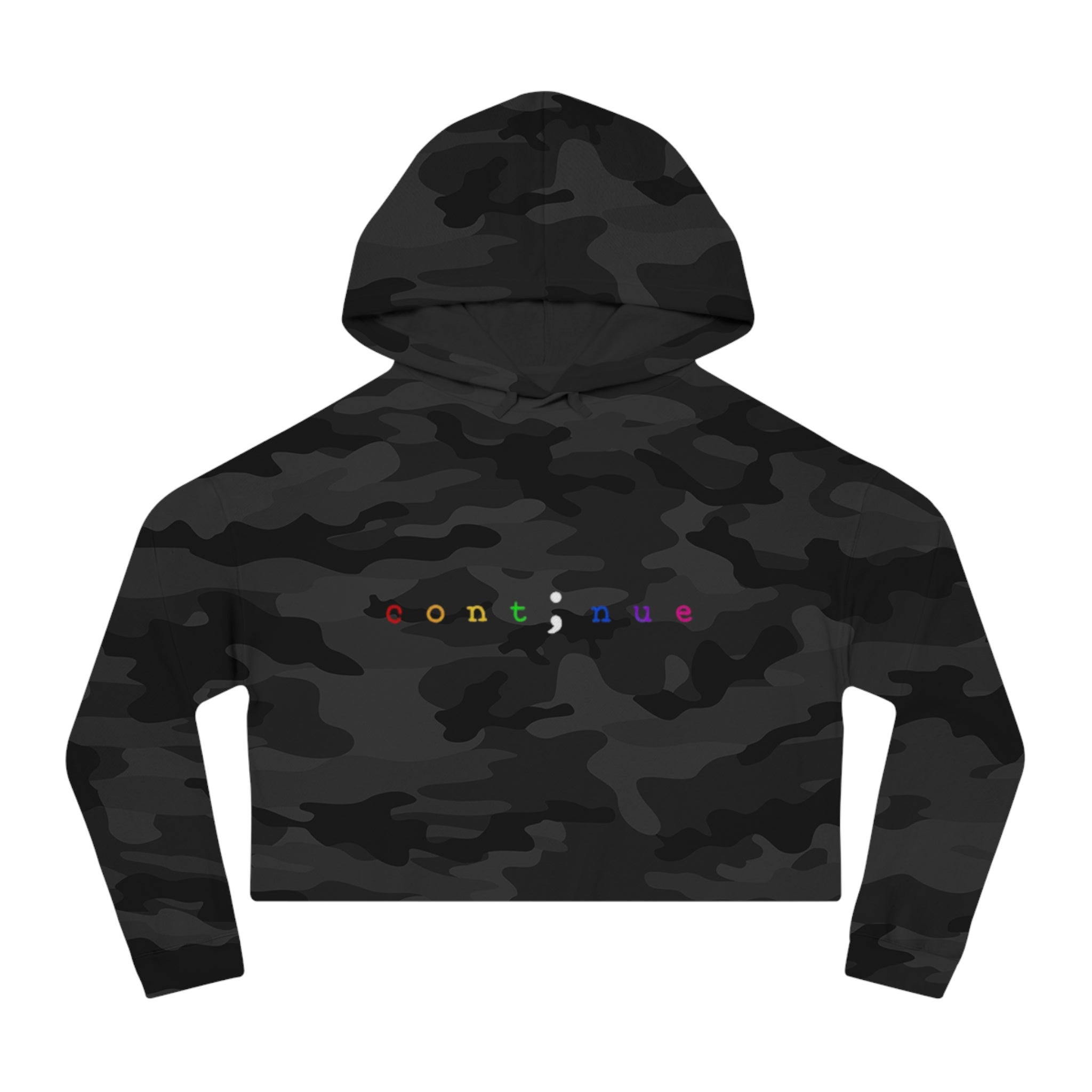 Cropped Hoodie "continue" Rainbow Minimalist