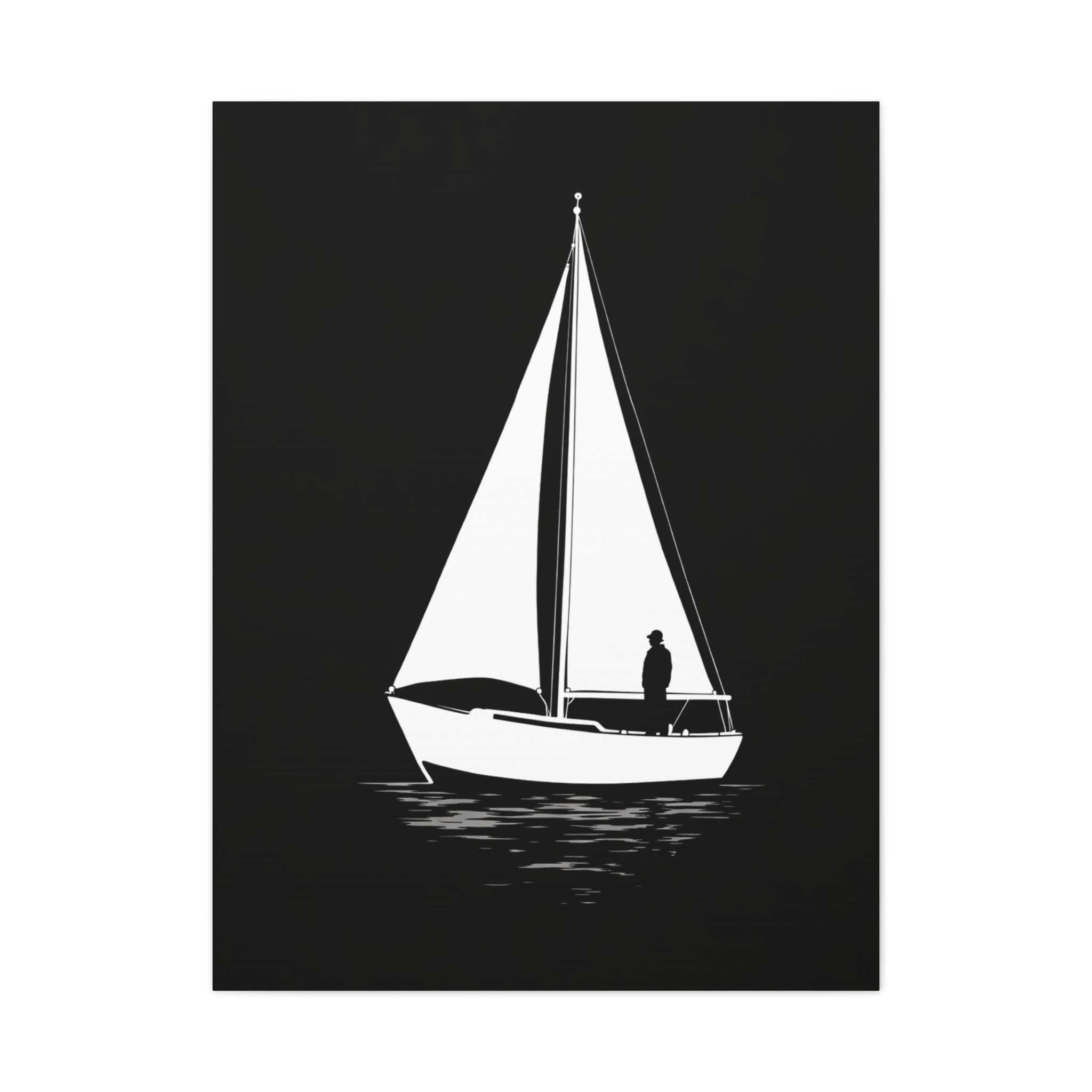 Sailboat Silhouette Matte Canvas Wall Art — Minimal Nautical Home Decor