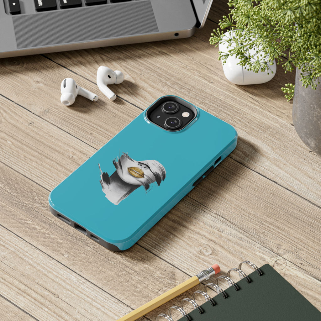 Teal 'Golden Lips' Tough Phone Case