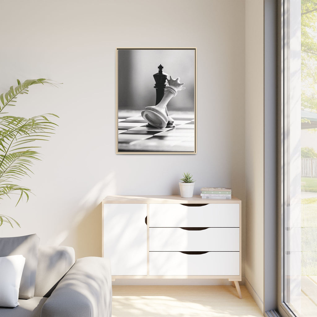 Chess King and Fallen Queen Matte Canvas Framed Wall Art
