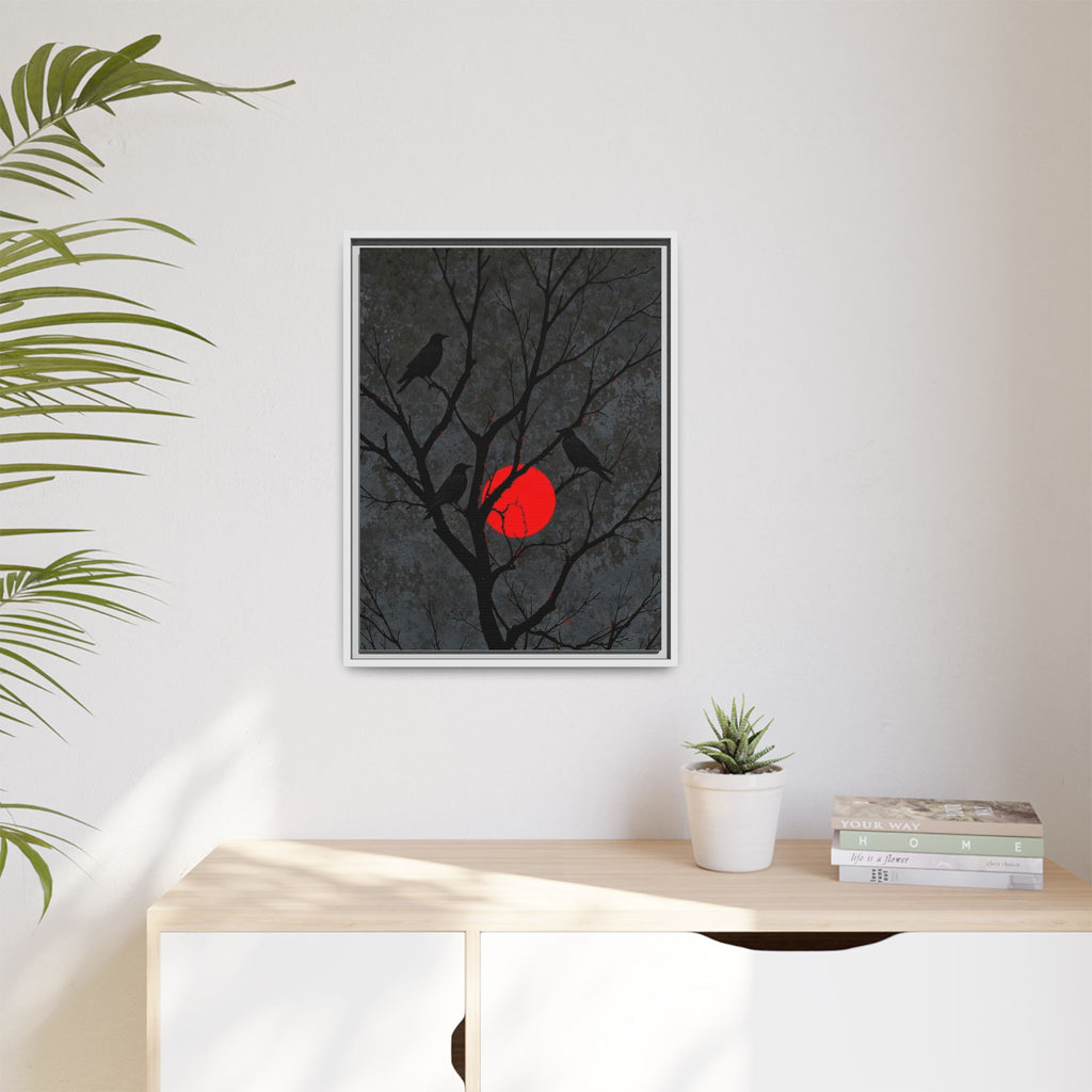 Red Moon Crows Silhouette
