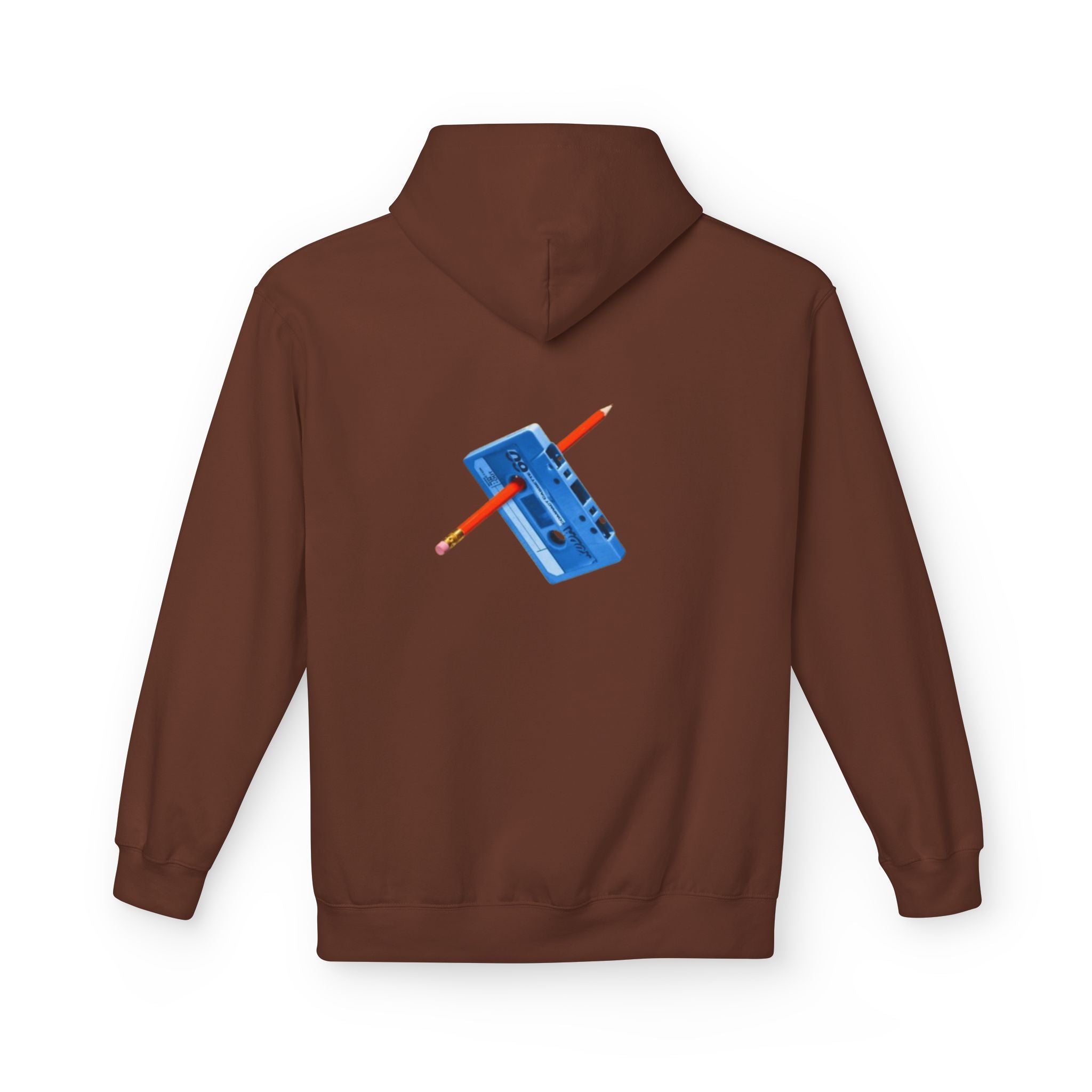 Retro Cassette Hoodie — Blue Tape & Pencil Vintage Music Crewneck