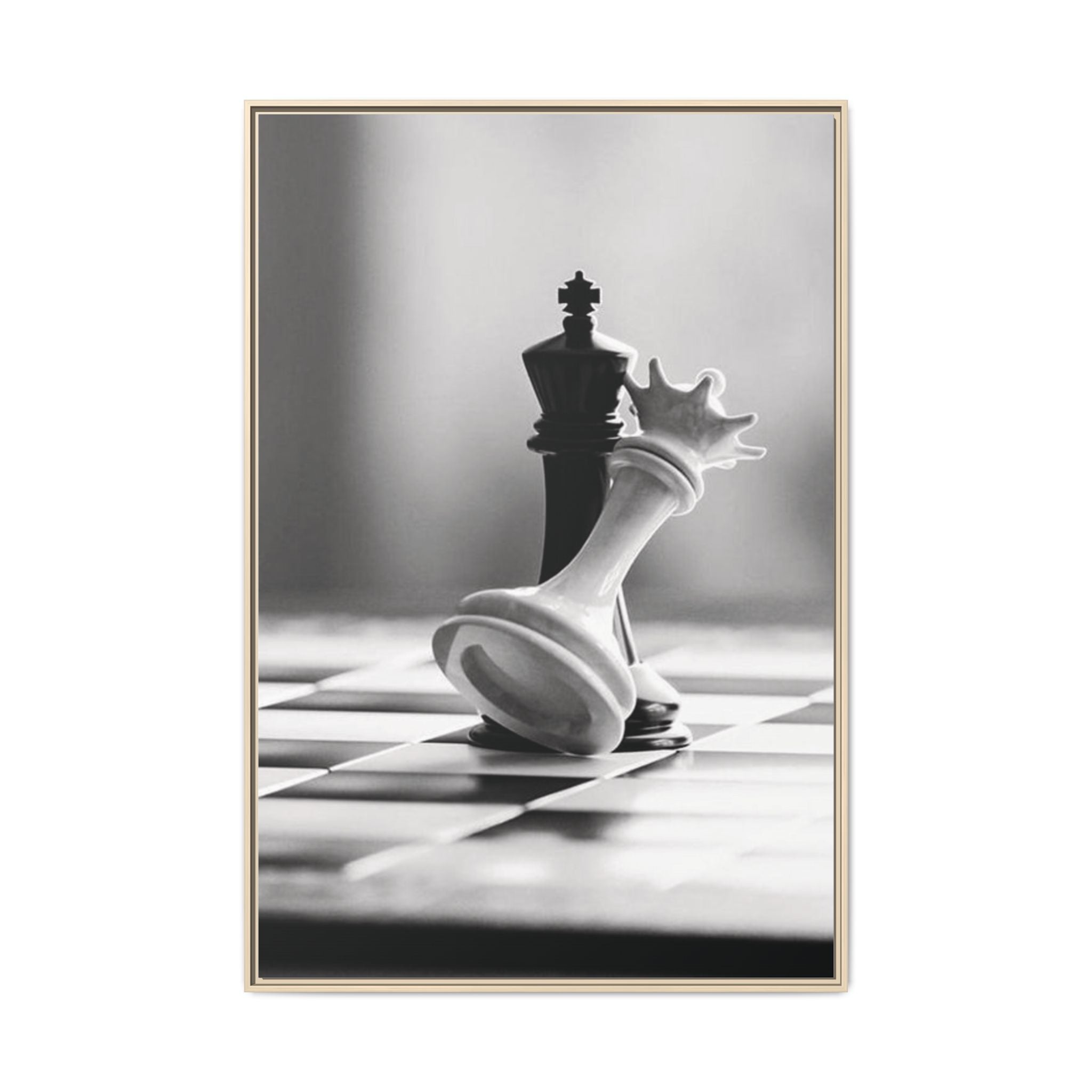 Chess King and Fallen Queen Matte Canvas Framed Wall Art