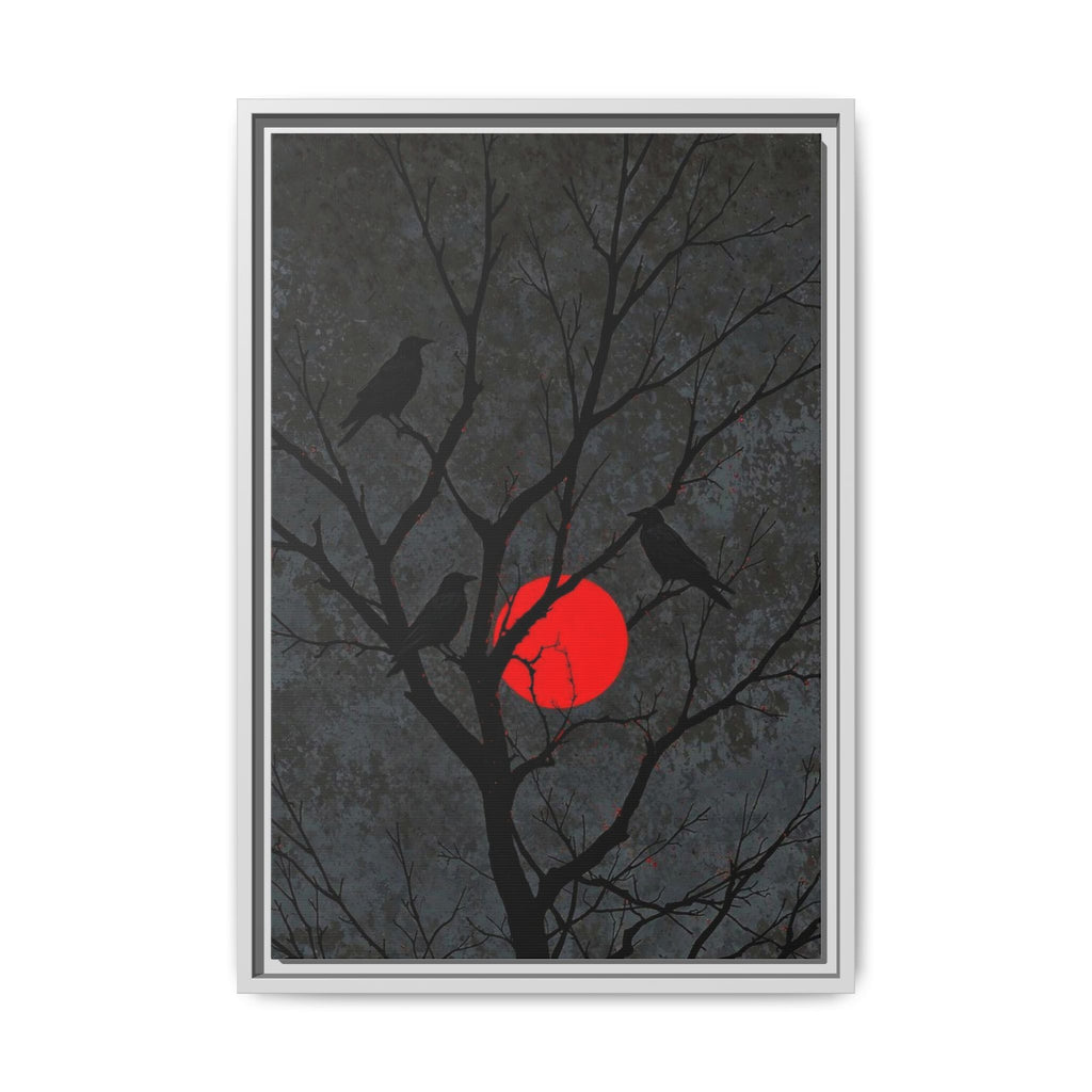 Red Moon Crows Silhouette