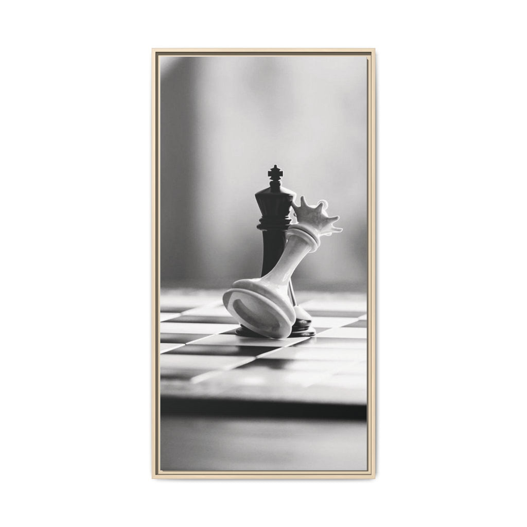 Chess King and Fallen Queen Matte Canvas Framed Wall Art