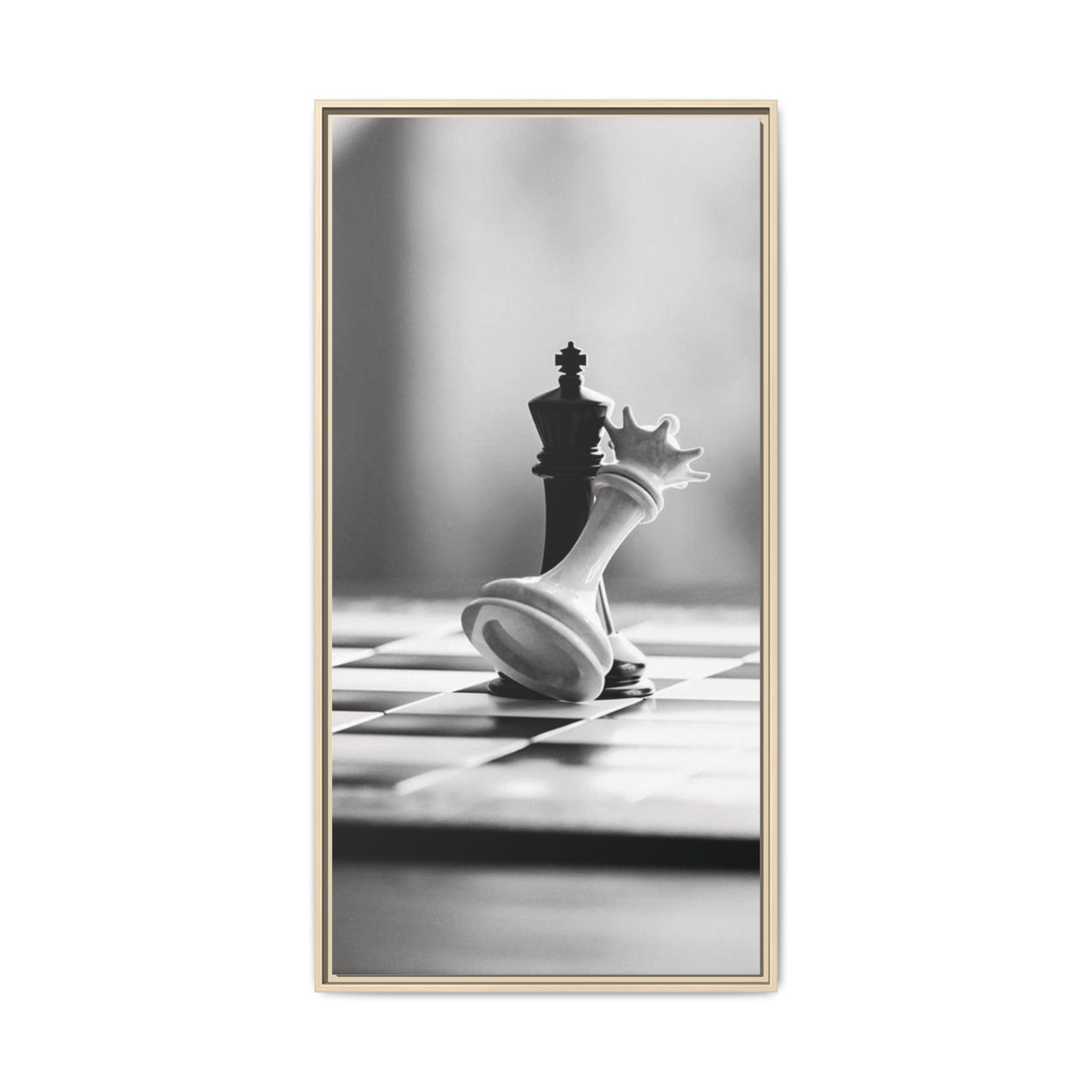 Chess King and Fallen Queen Matte Canvas Framed Wall Art