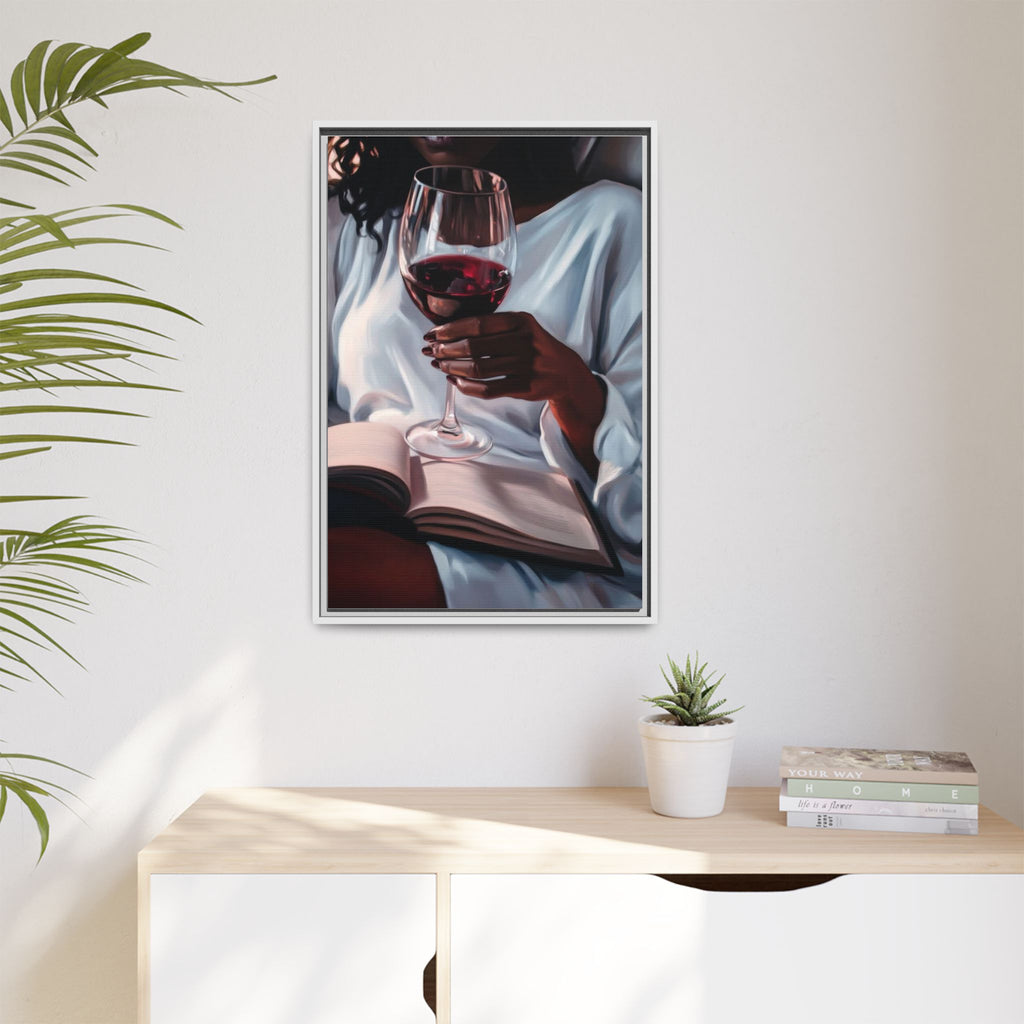 Woman Reading with Wine Glass (Cozy Evening Wall Decor)