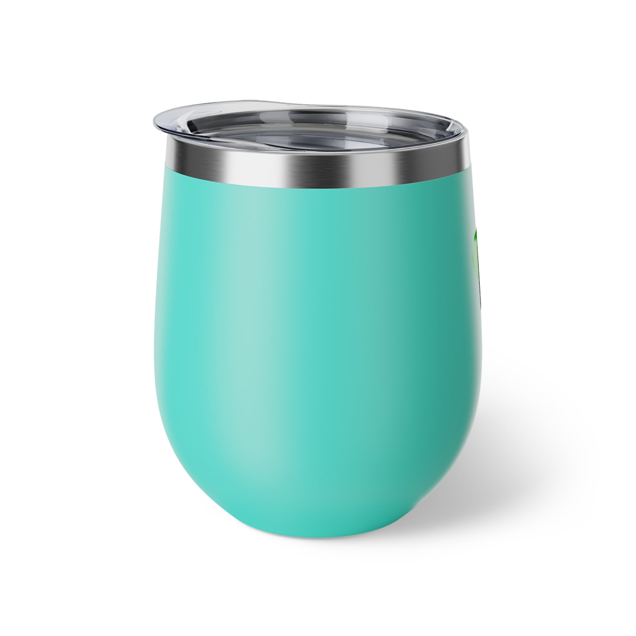 12oz Insulated Wine Tumbler with Green Abstract Logo — Copper Vacuum Cup