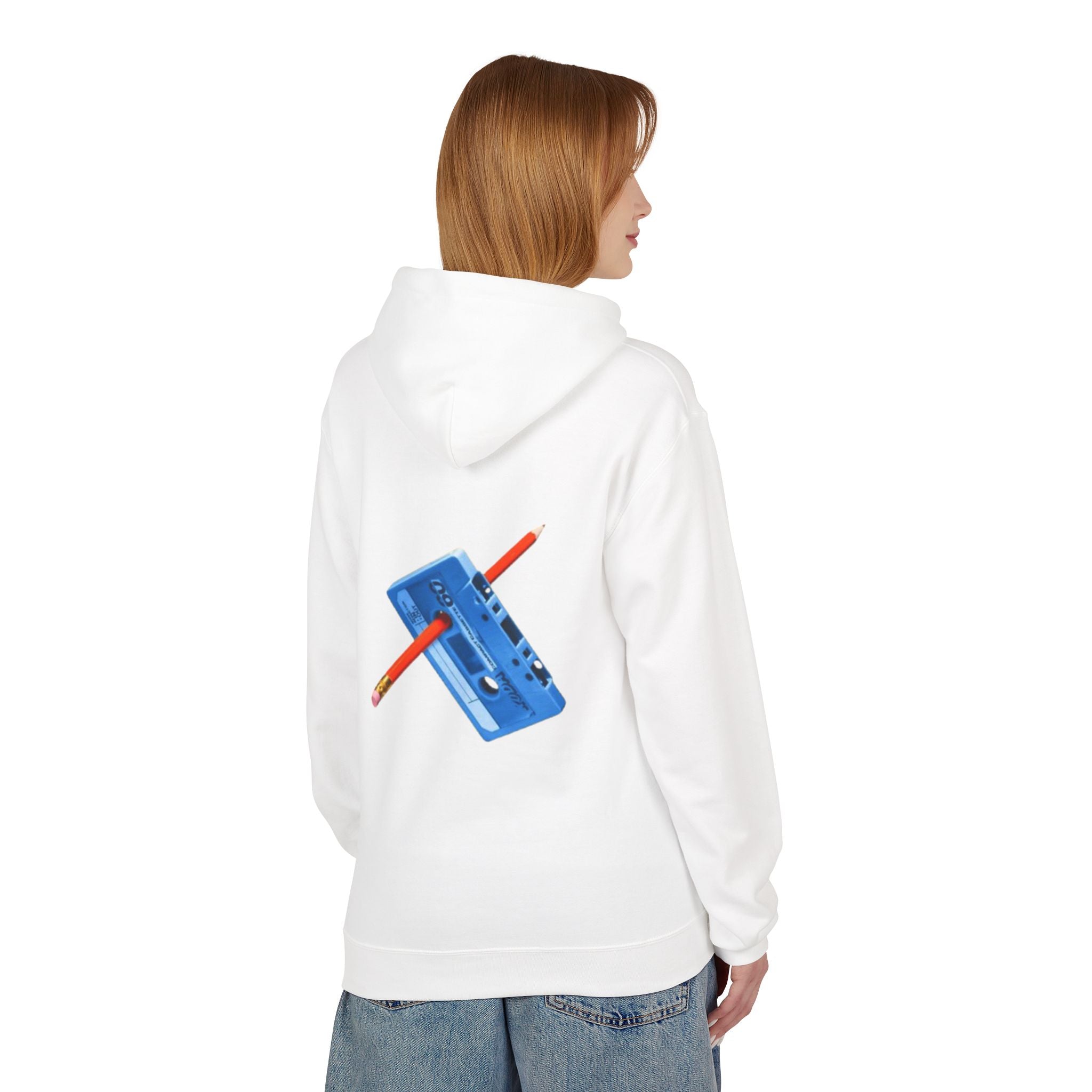 Blue Cassette Tape with Pencil Hoodie | Retro Music 80s 90s