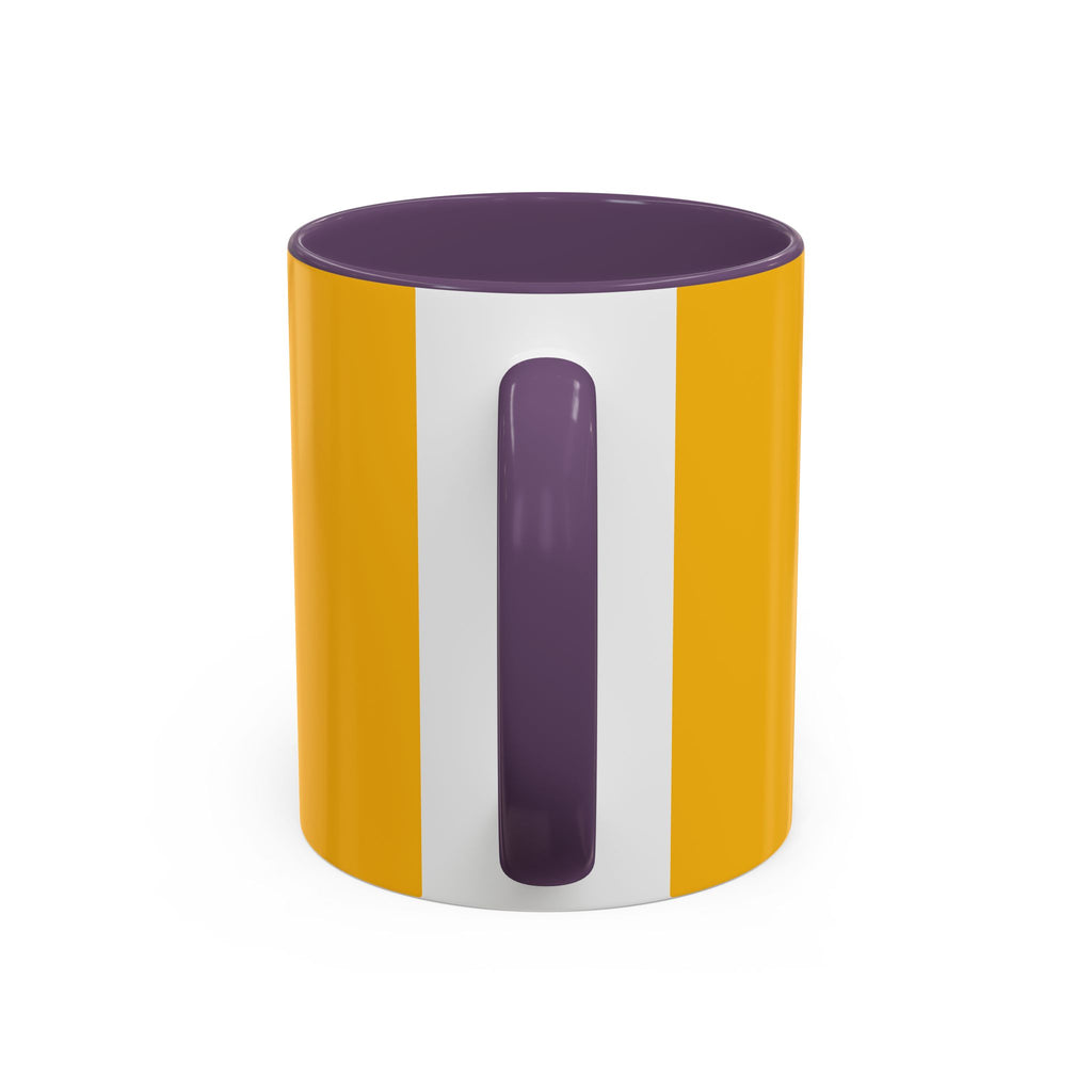 Retro Bold 'k' Accent Coffee Mug — Yellow & Red Graphic Ceramic