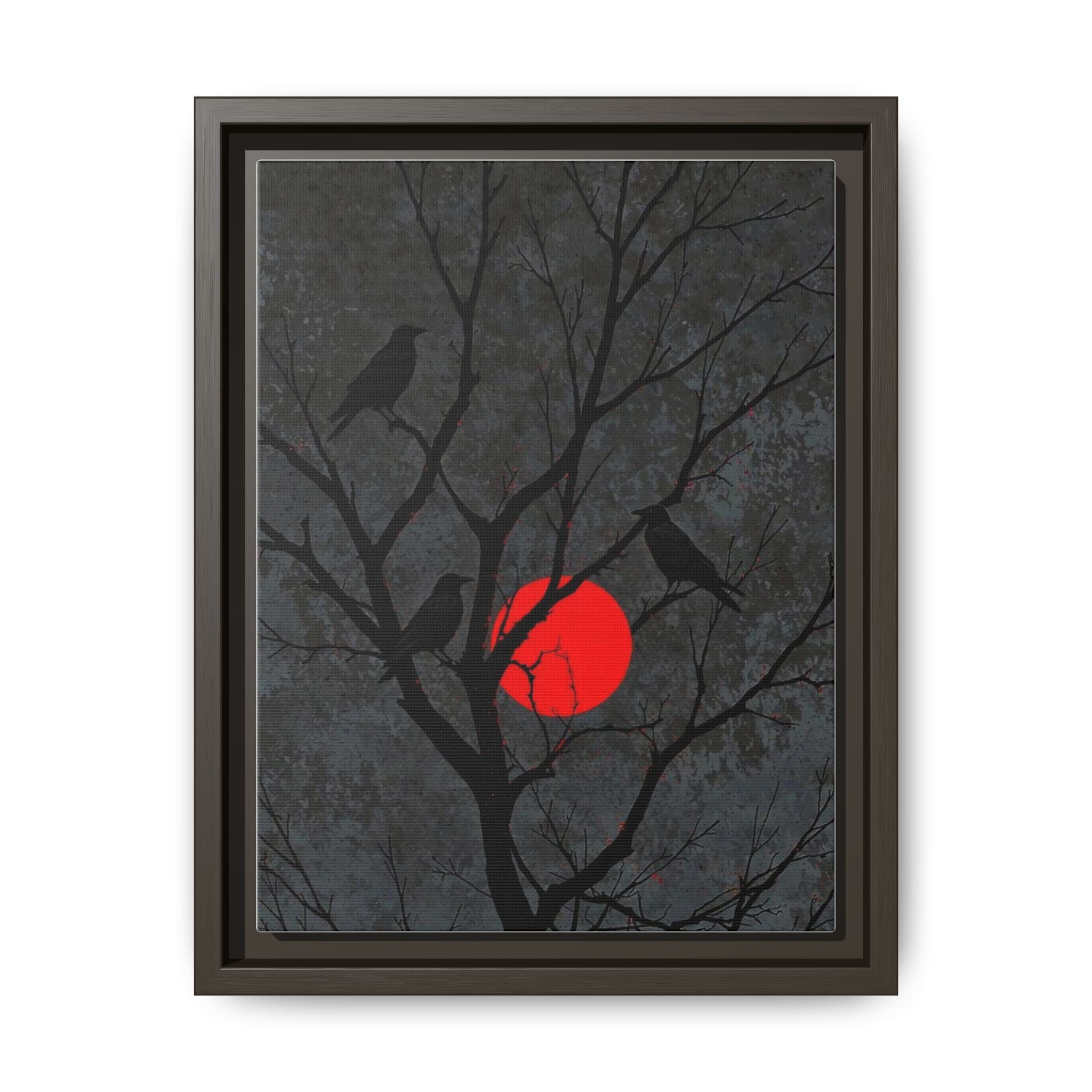 Red Moon Crows Silhouette
