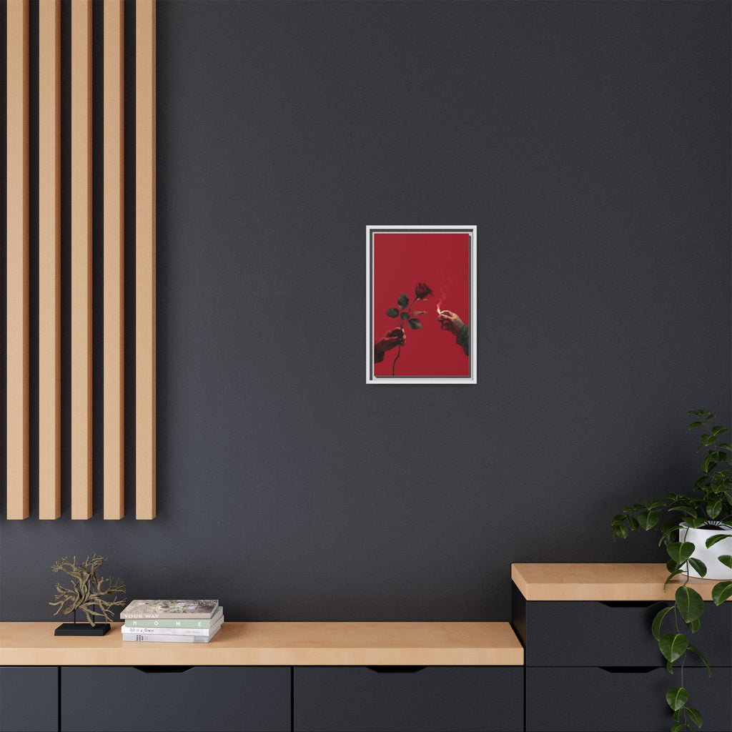 Red Rose & Lighter Minimalist Wall Print