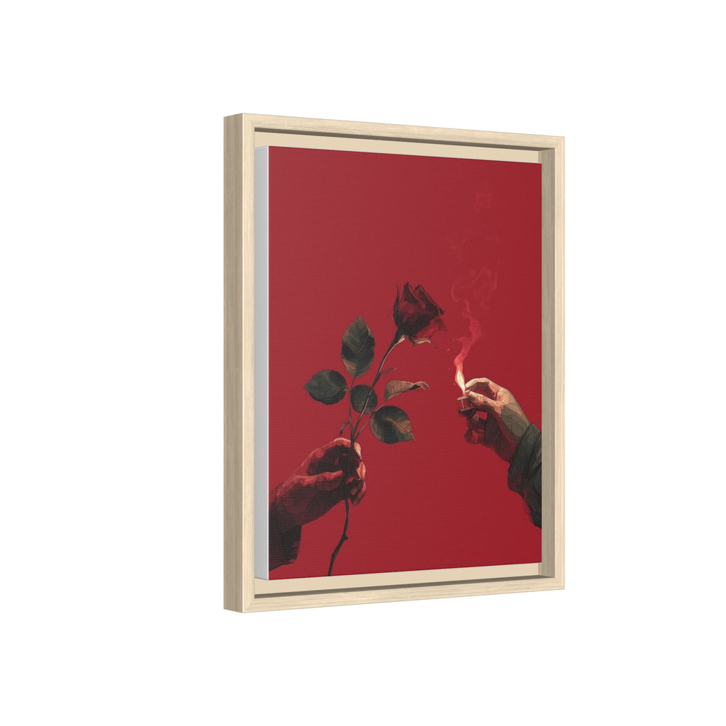 Red Rose & Lighter Minimalist Wall Print