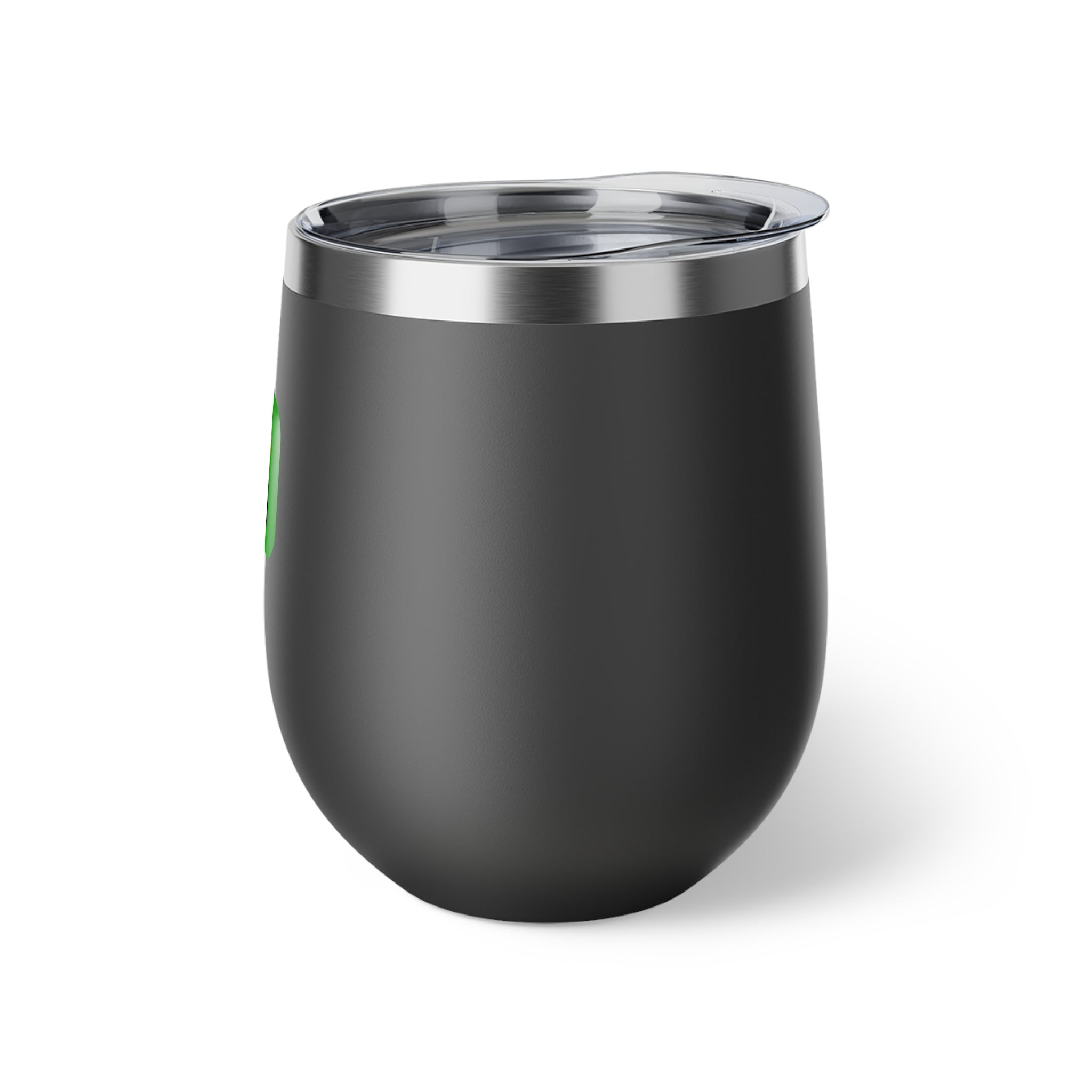 12oz Insulated Wine Tumbler with Green Abstract Logo — Copper Vacuum Cup