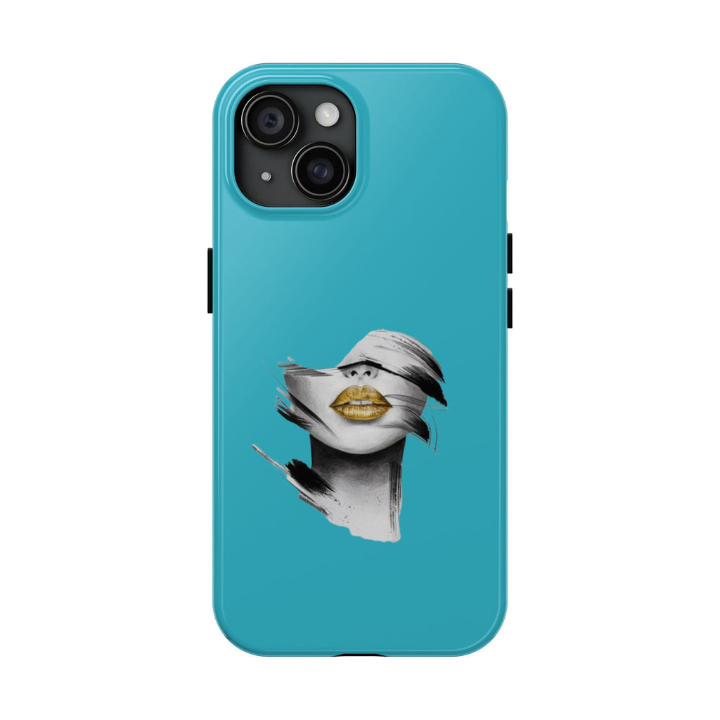 Teal 'Golden Lips' Tough Phone Case