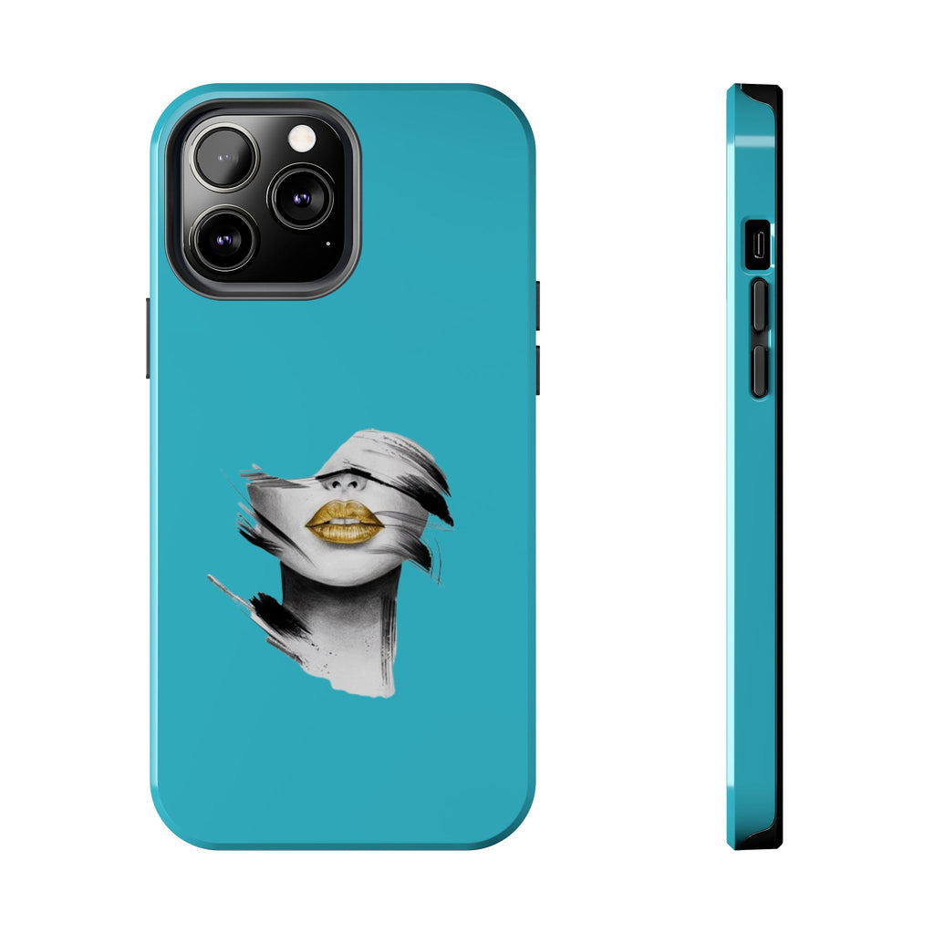 Teal 'Golden Lips' Tough Phone Case
