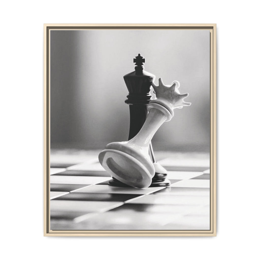 Chess King and Fallen Queen Matte Canvas Framed Wall Art