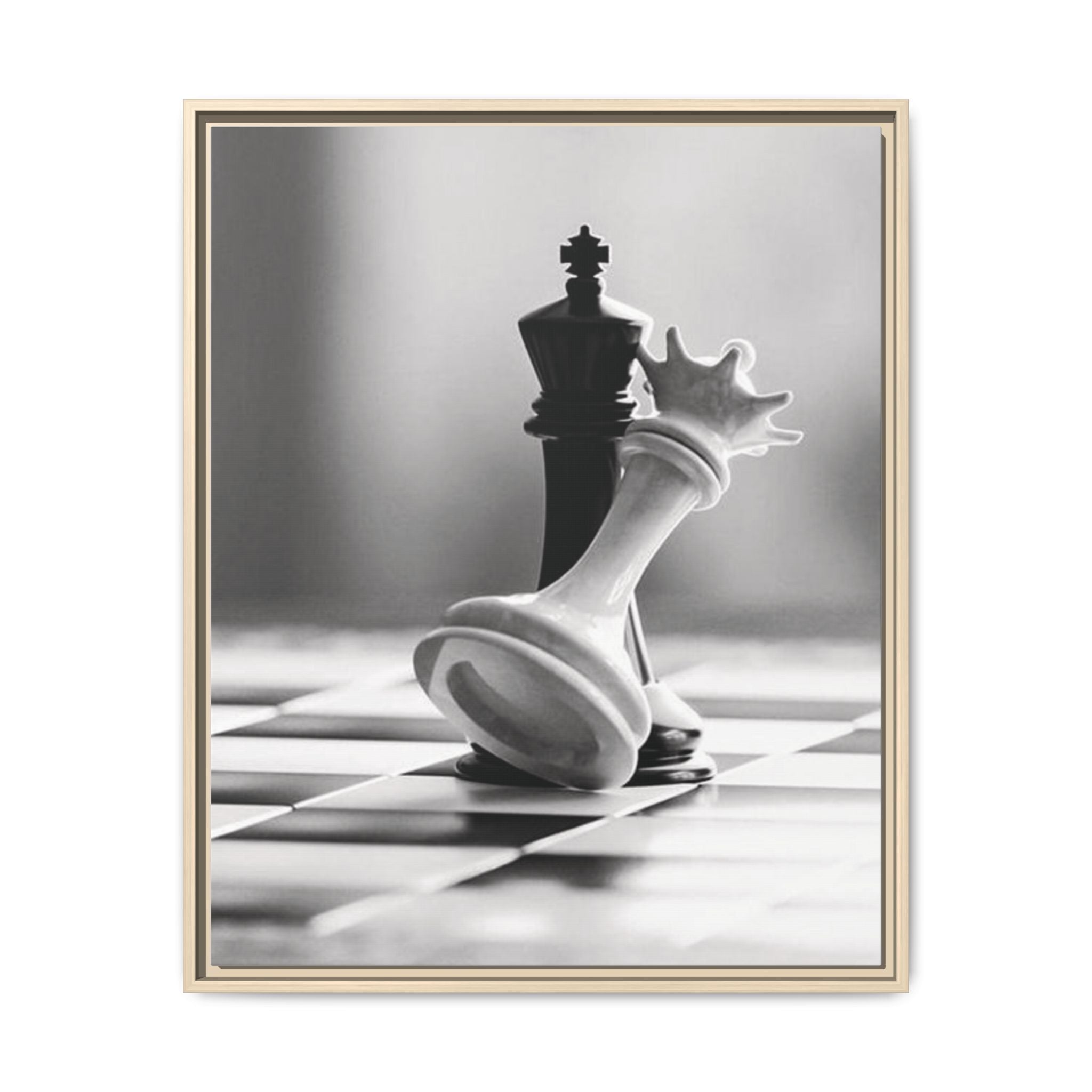 Chess King and Fallen Queen Matte Canvas Framed Wall Art