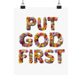 Floral Motivational Poster - Put God First, Inspirational Wall Art, Home Decor, Gift for Loved Ones, Faith-Based Decor