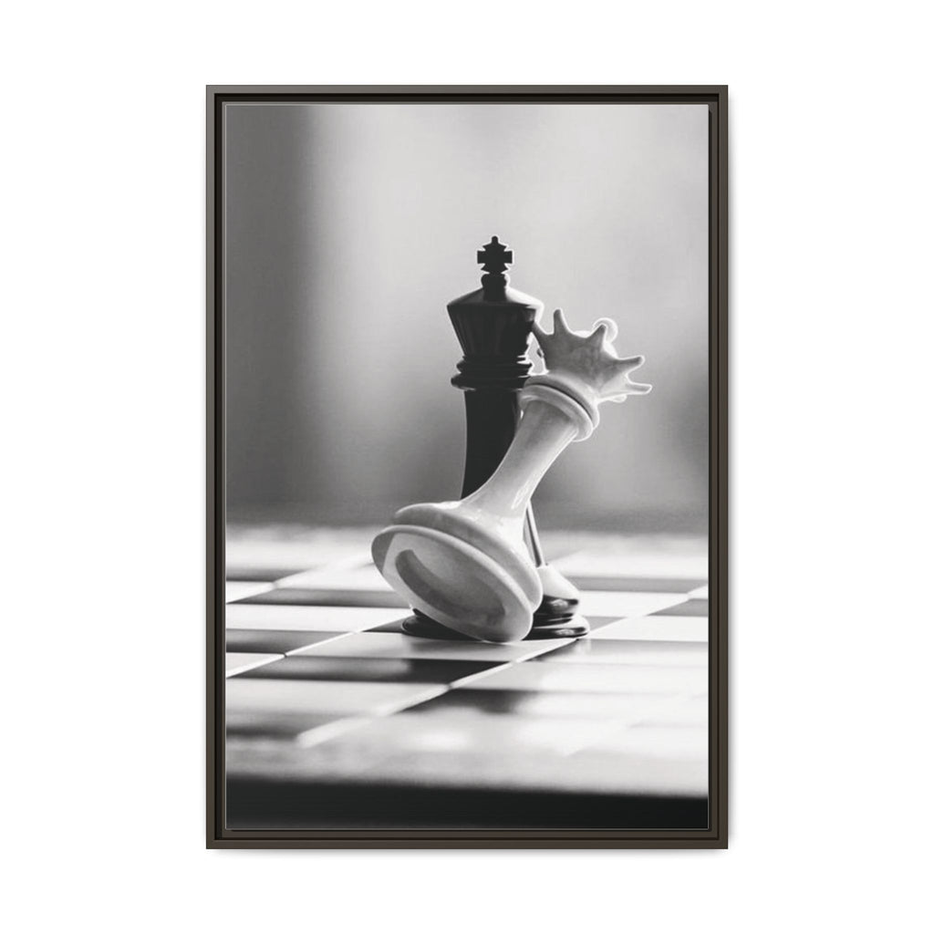 Chess King and Fallen Queen Matte Canvas Framed Wall Art