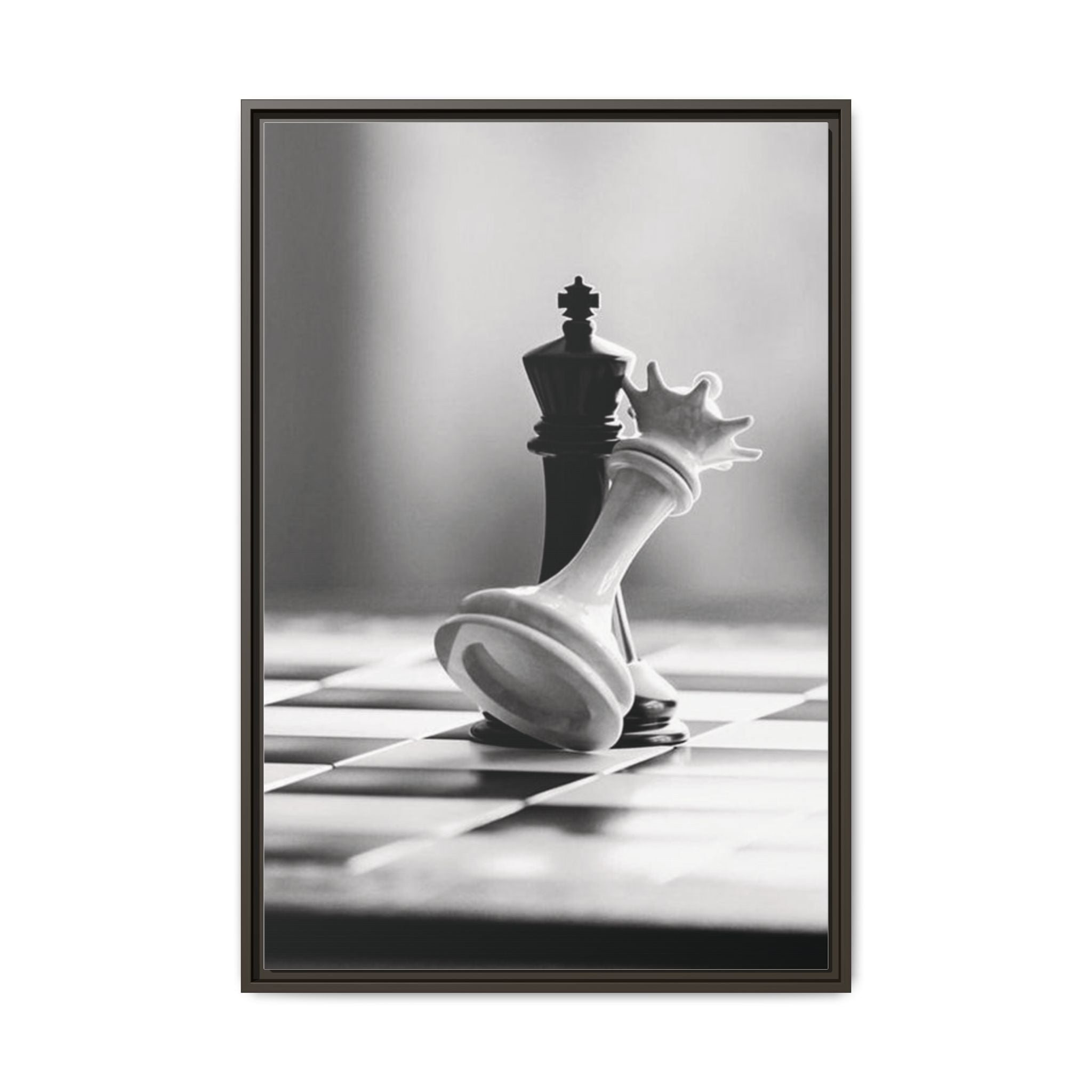 Chess King and Fallen Queen Matte Canvas Framed Wall Art