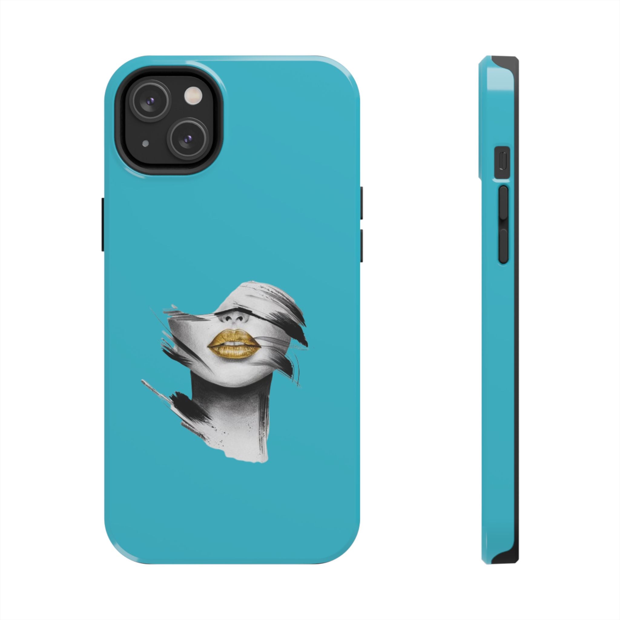 Teal 'Golden Lips' Tough Phone Case