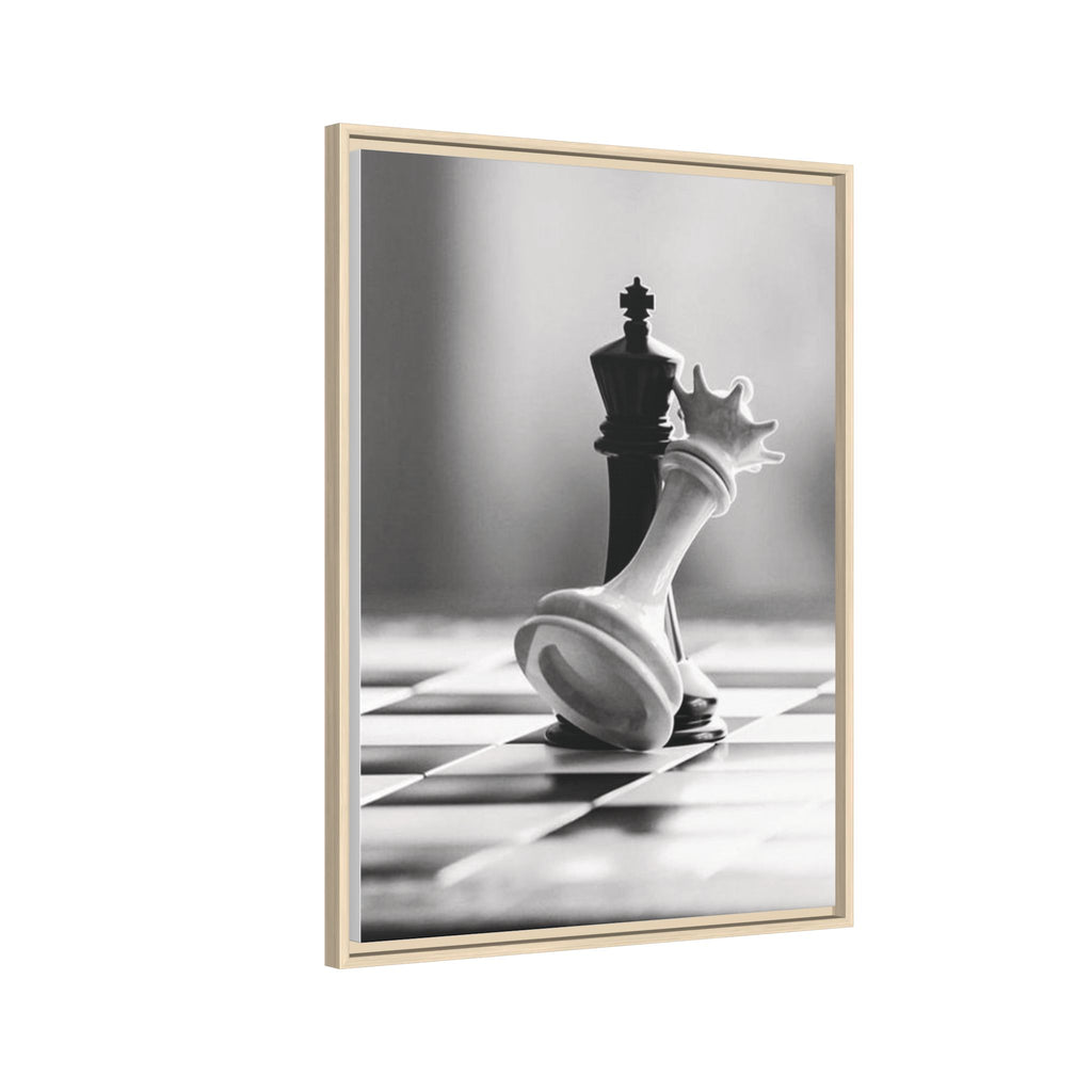 Chess King and Fallen Queen Matte Canvas Framed Wall Art