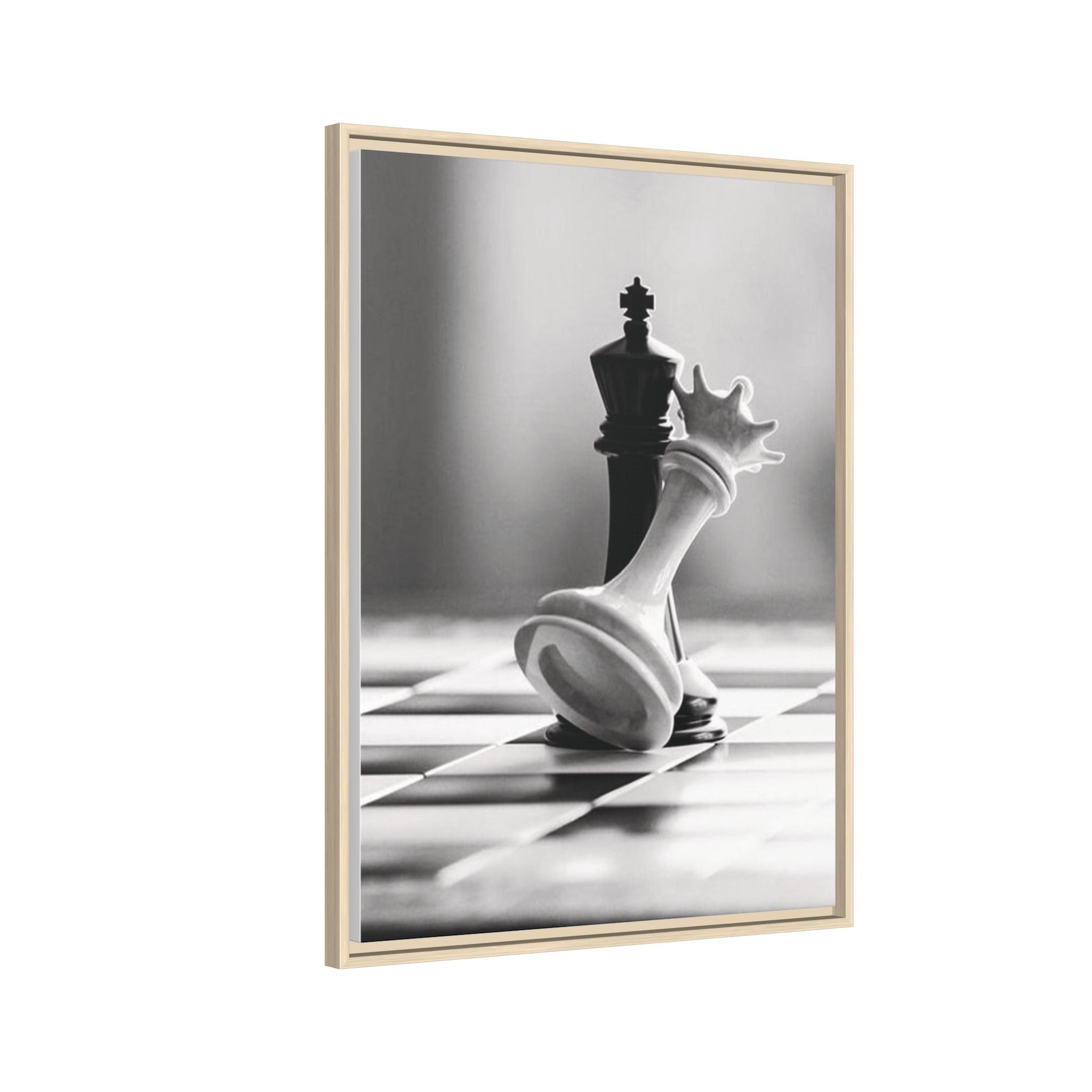 Chess King and Fallen Queen Matte Canvas Framed Wall Art