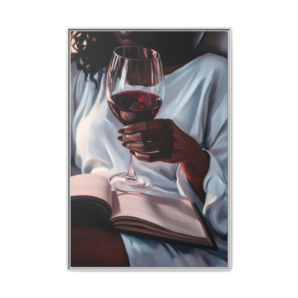 Woman Reading with Wine Glass (Cozy Evening Wall Decor)