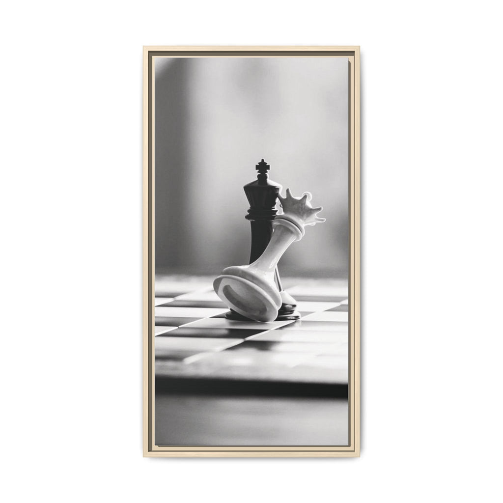 Chess King and Fallen Queen Matte Canvas Framed Wall Art