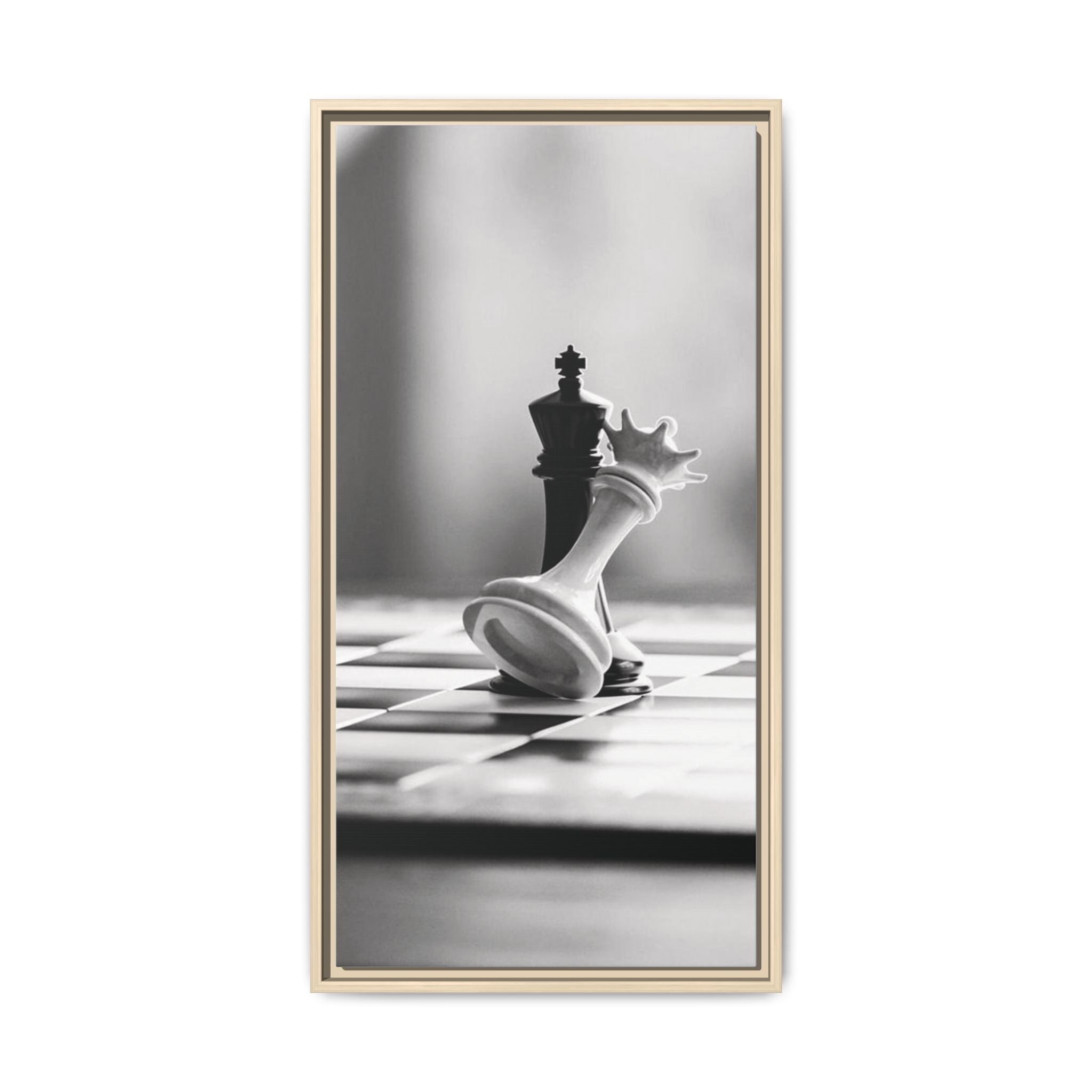 Chess King and Fallen Queen Matte Canvas Framed Wall Art