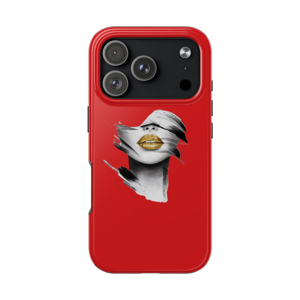Red Abstract Lips Tough Phone Case — Bold Art Phone Cover for iPhone & Android