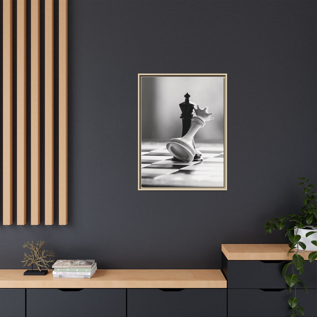 Chess King and Fallen Queen Matte Canvas Framed Wall Art