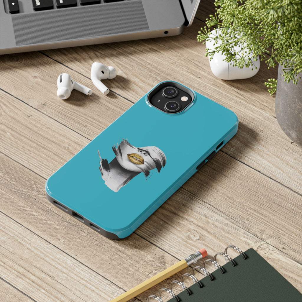 Teal 'Golden Lips' Tough Phone Case