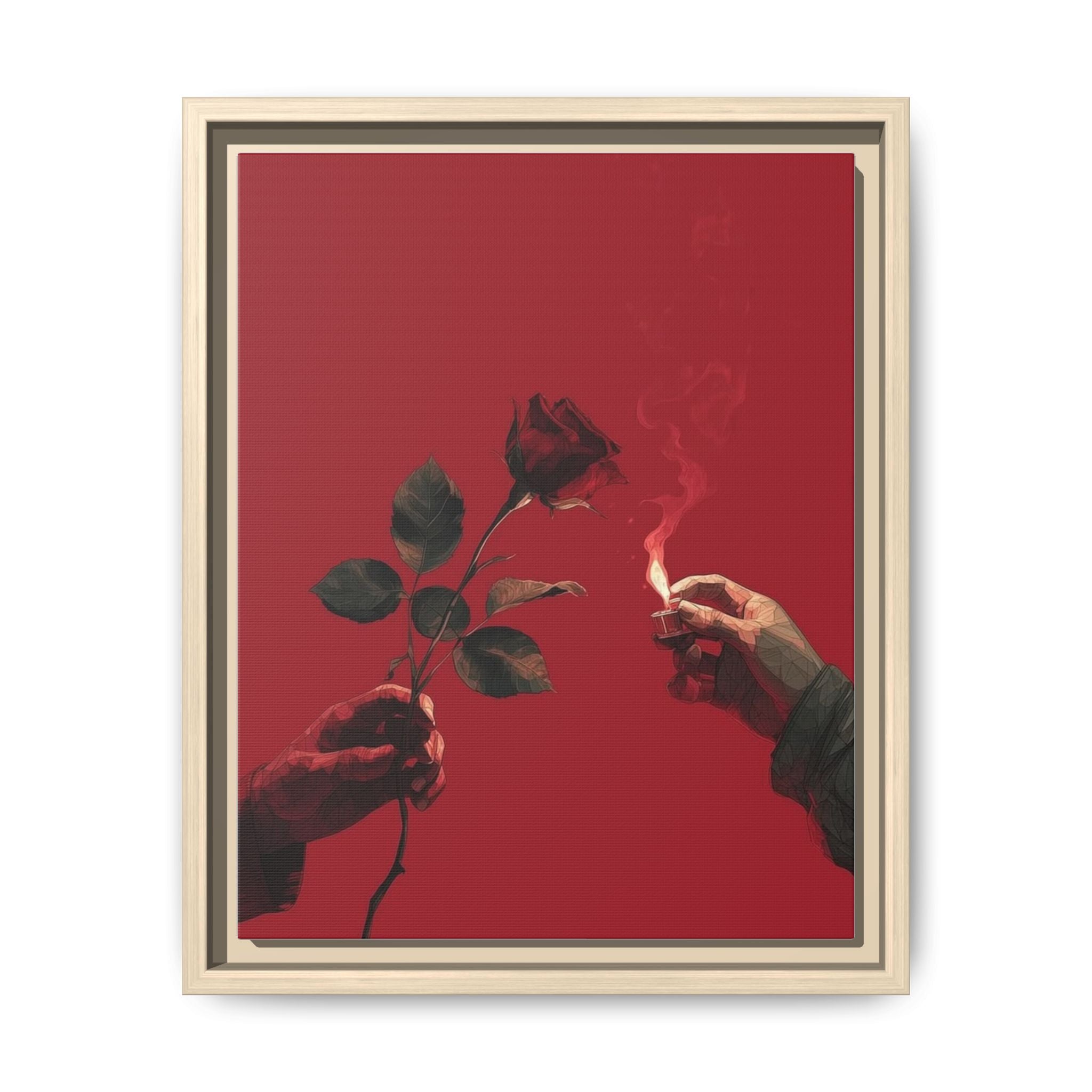 Red Rose & Lighter Minimalist Wall Print