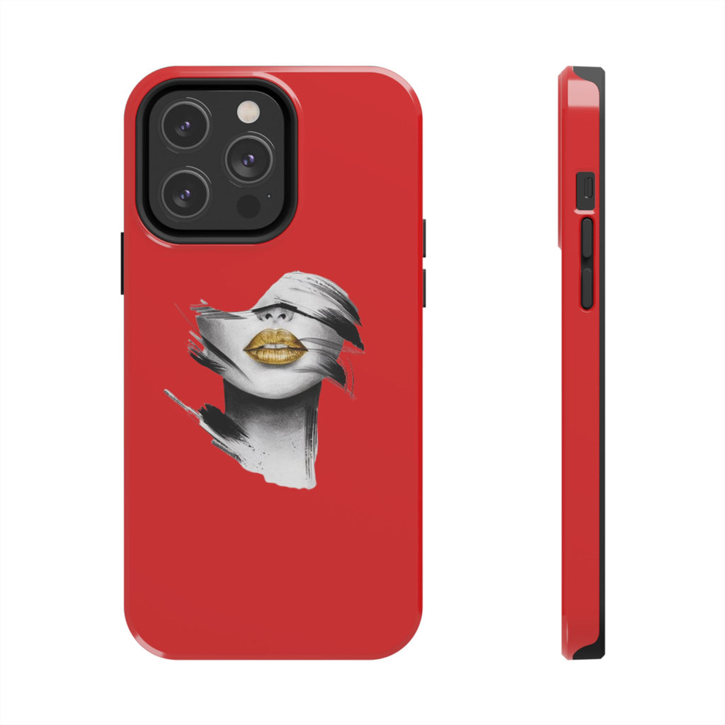 Red Abstract Lips Tough Phone Case — Bold Art Phone Cover for iPhone & Android