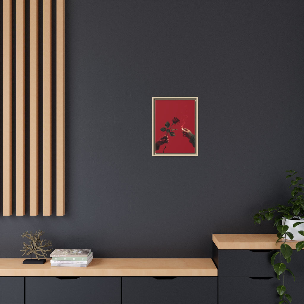 Red Rose & Lighter Minimalist Wall Print