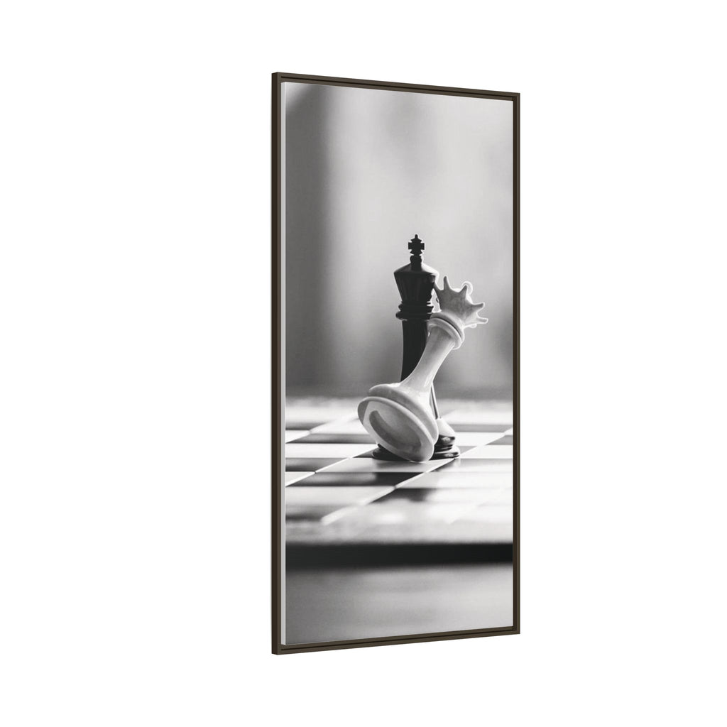Chess King and Fallen Queen Matte Canvas Framed Wall Art