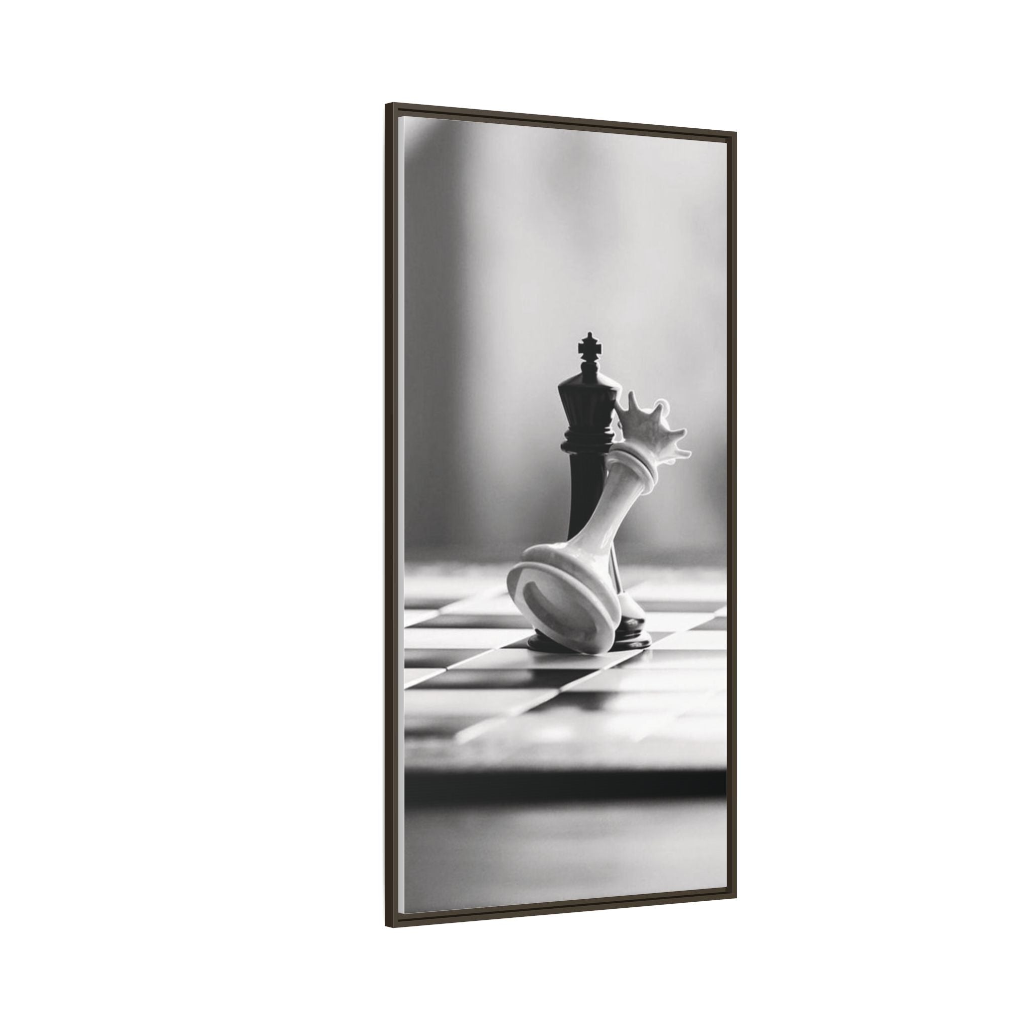 Chess King and Fallen Queen Matte Canvas Framed Wall Art
