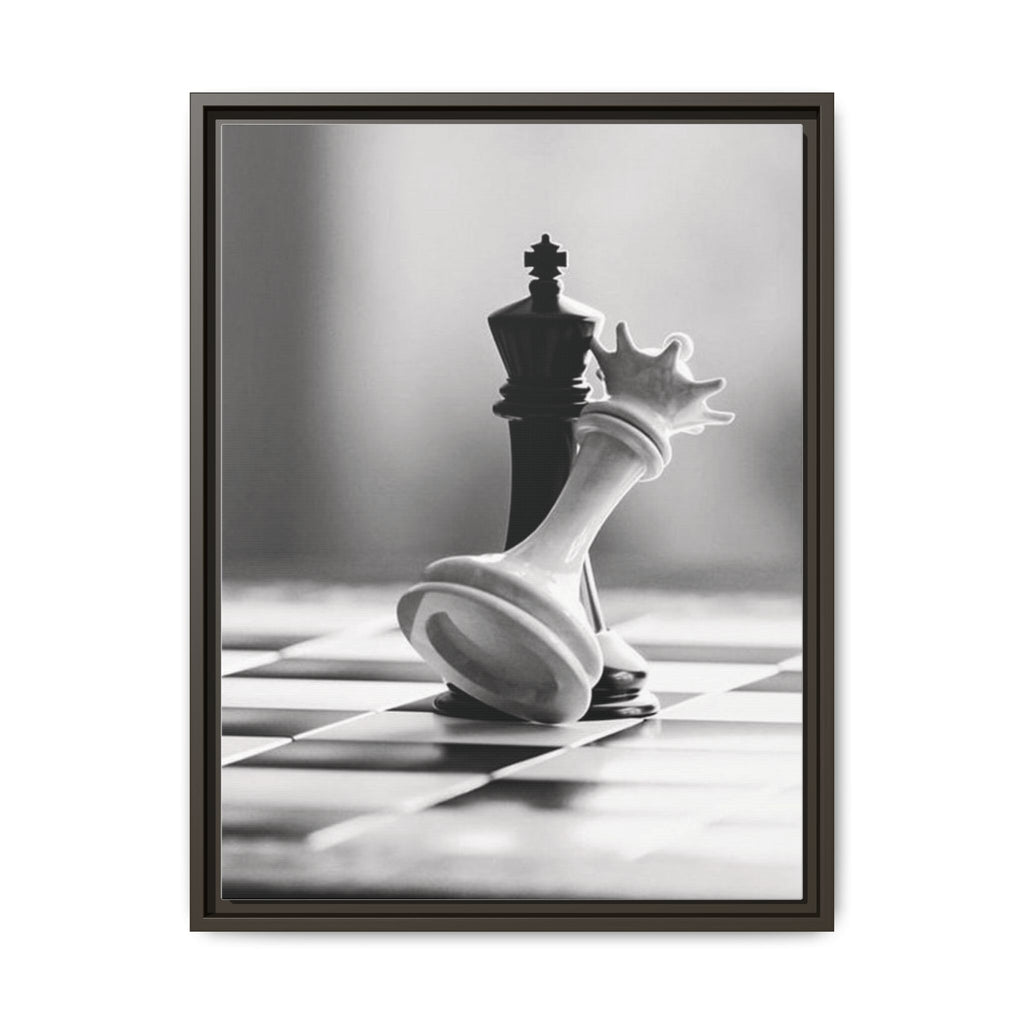 Chess King and Fallen Queen Matte Canvas Framed Wall Art