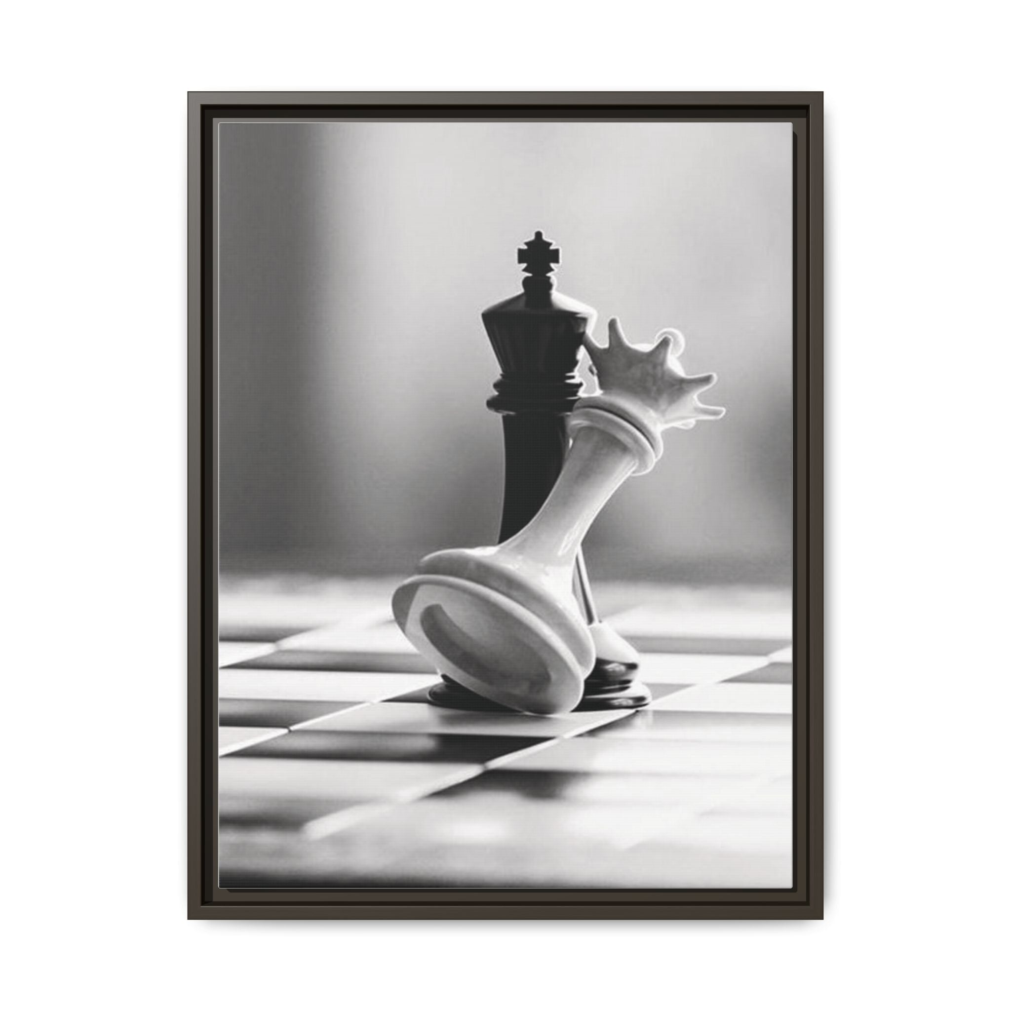 Chess King and Fallen Queen Matte Canvas Framed Wall Art