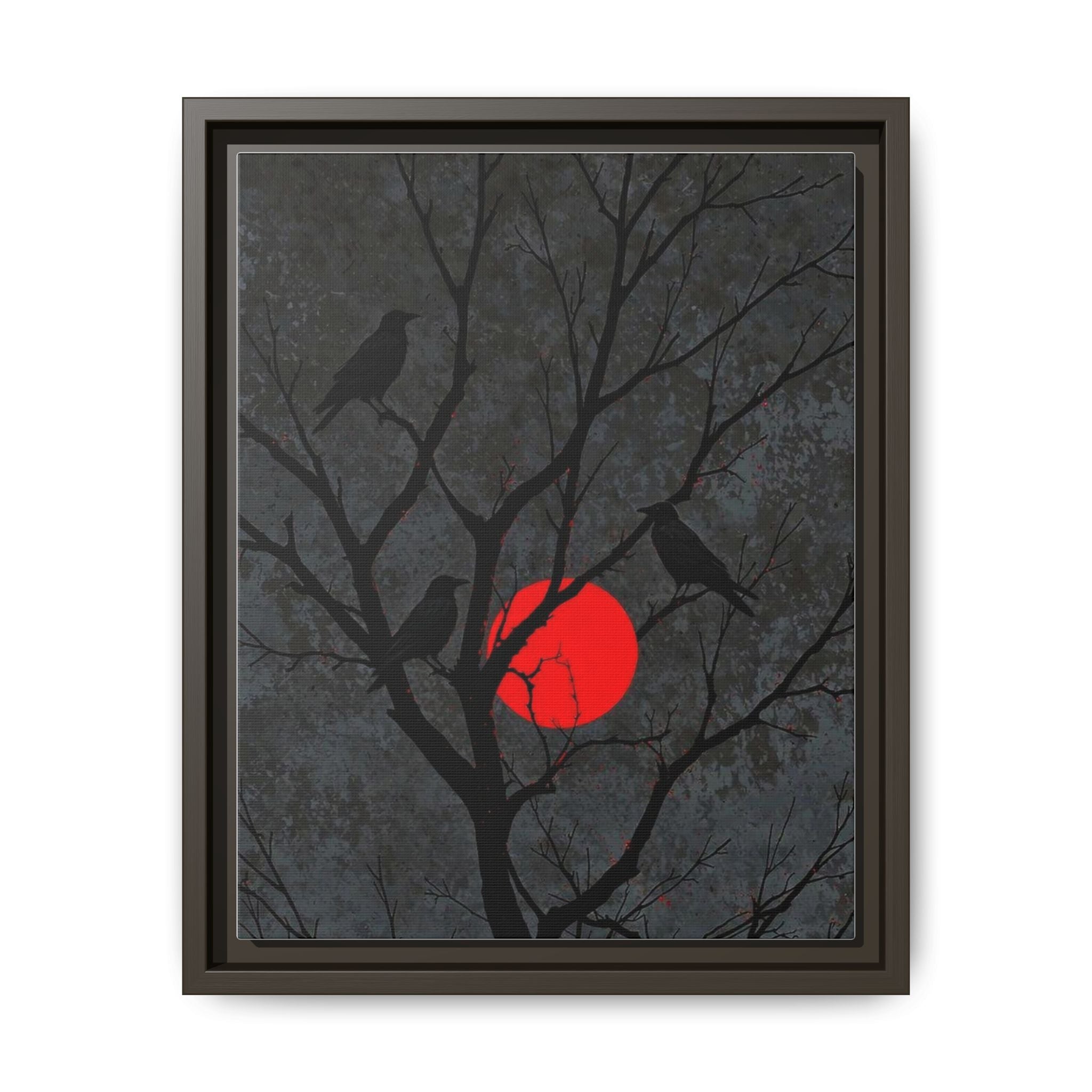 Red Moon Crows Silhouette