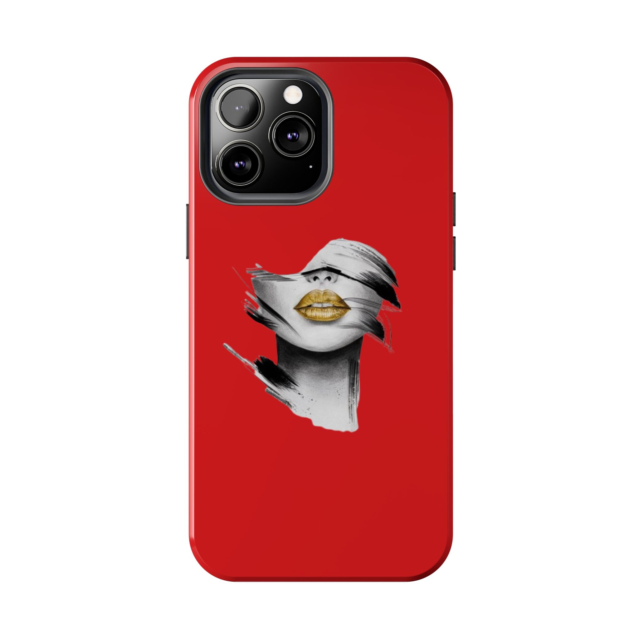 Red Abstract Lips Tough Phone Case — Bold Art Phone Cover for iPhone & Android