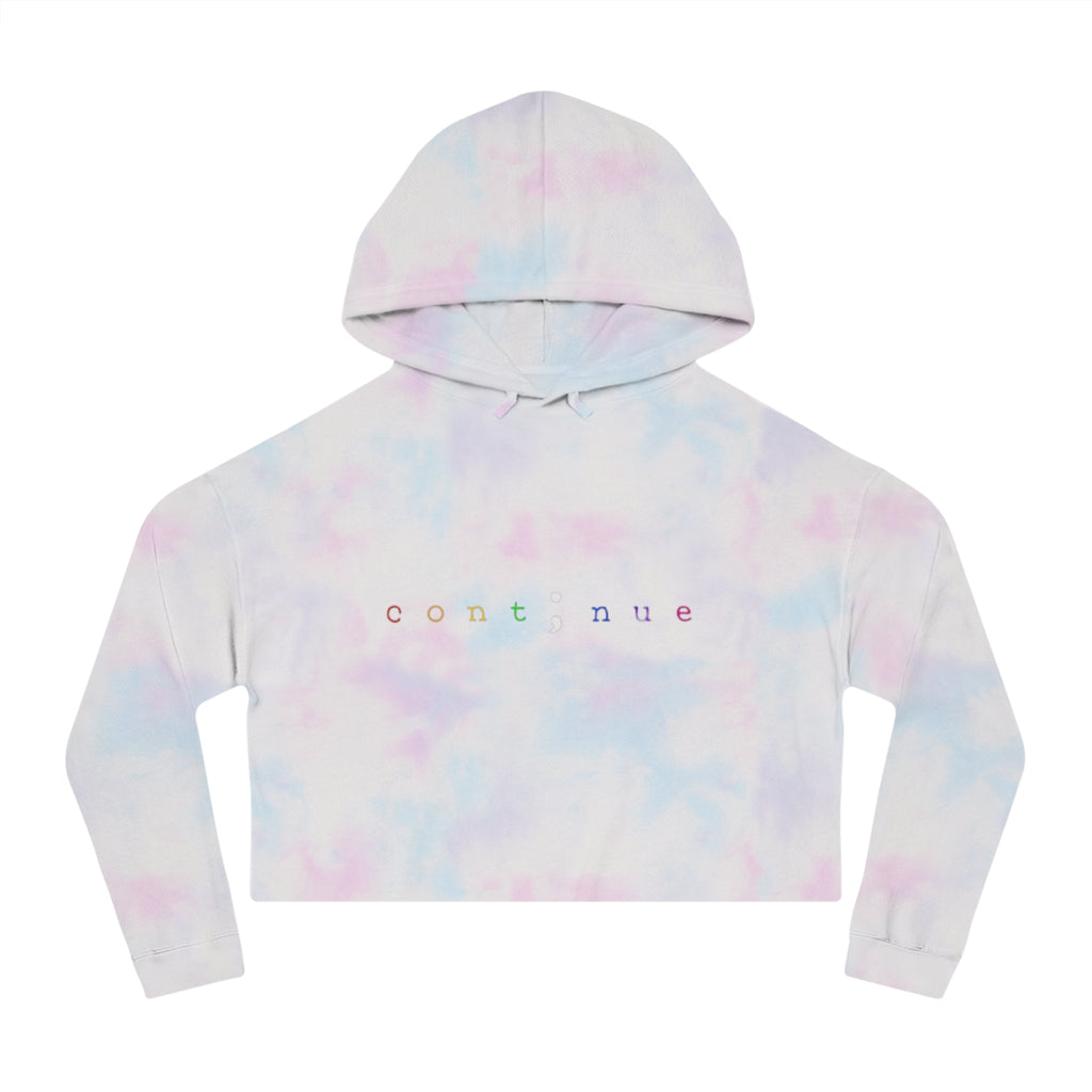 Cropped Hoodie "continue" Rainbow Minimalist