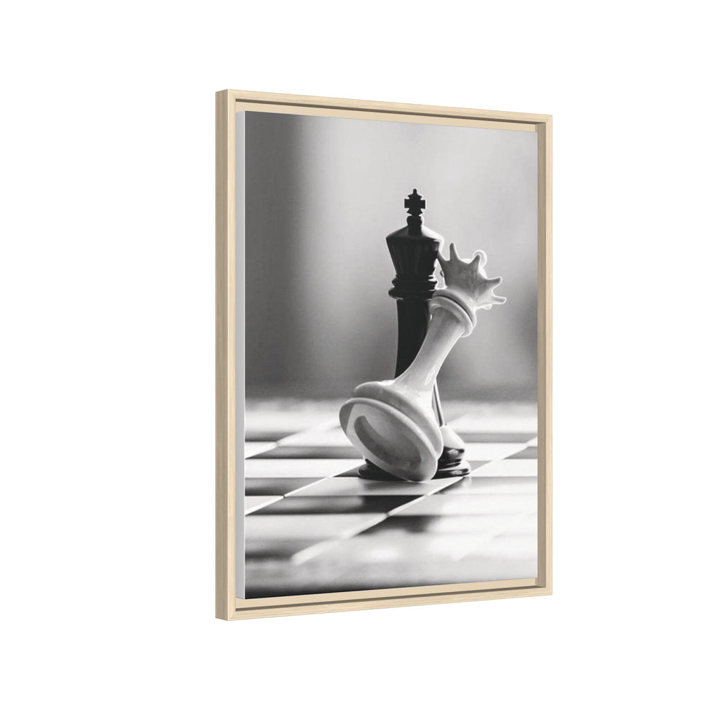 Chess King and Fallen Queen Matte Canvas Framed Wall Art