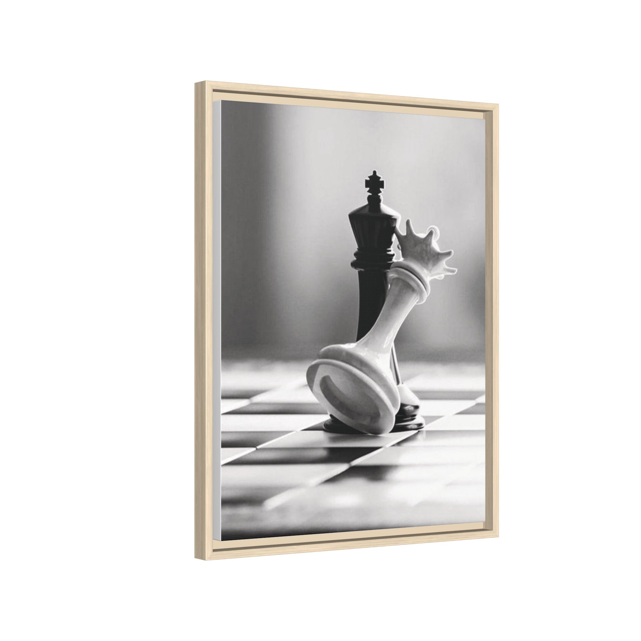 Chess King and Fallen Queen Matte Canvas Framed Wall Art