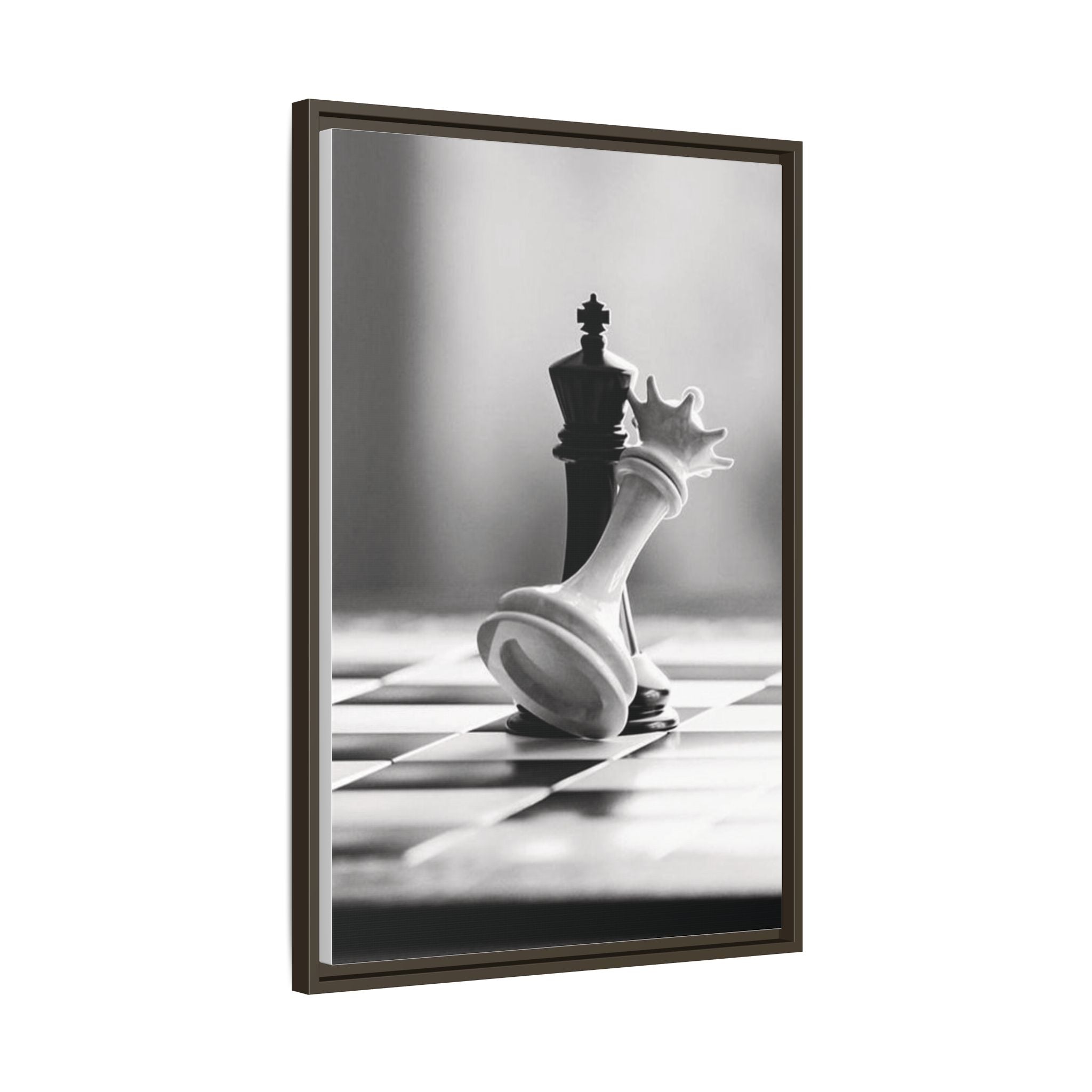 Chess King and Fallen Queen Matte Canvas Framed Wall Art