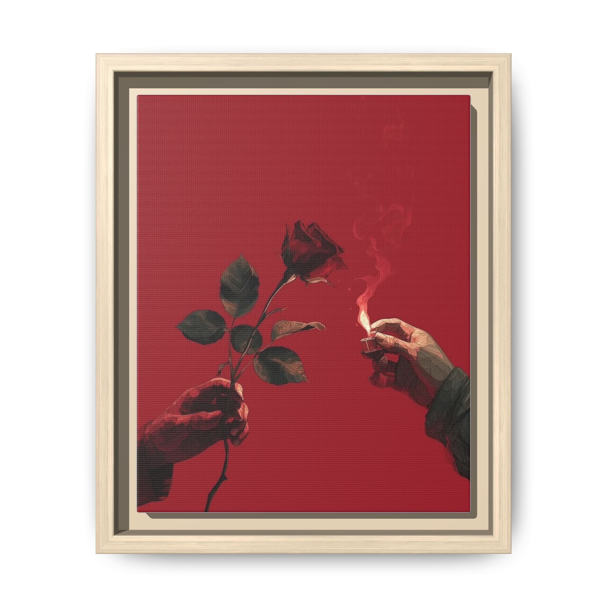 Red Rose & Lighter Minimalist Wall Print