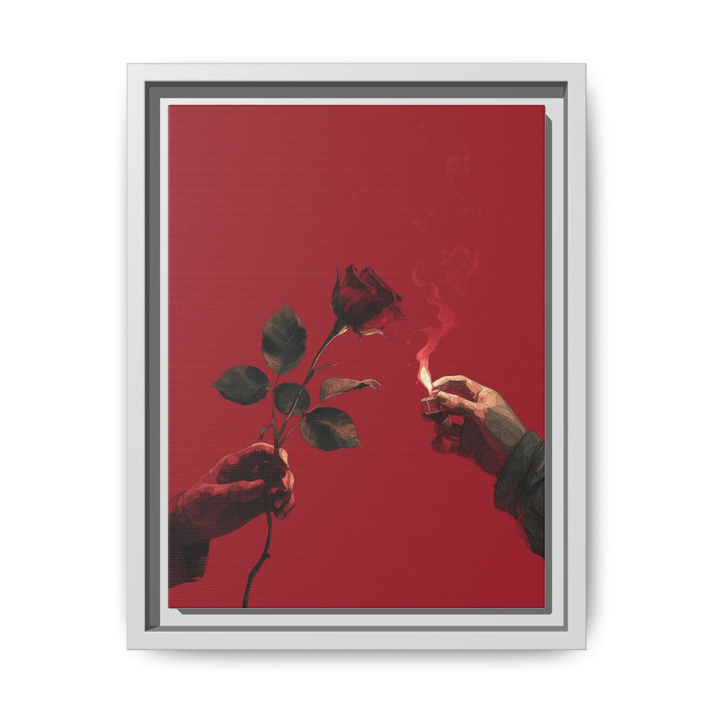 Red Rose & Lighter Minimalist Wall Print